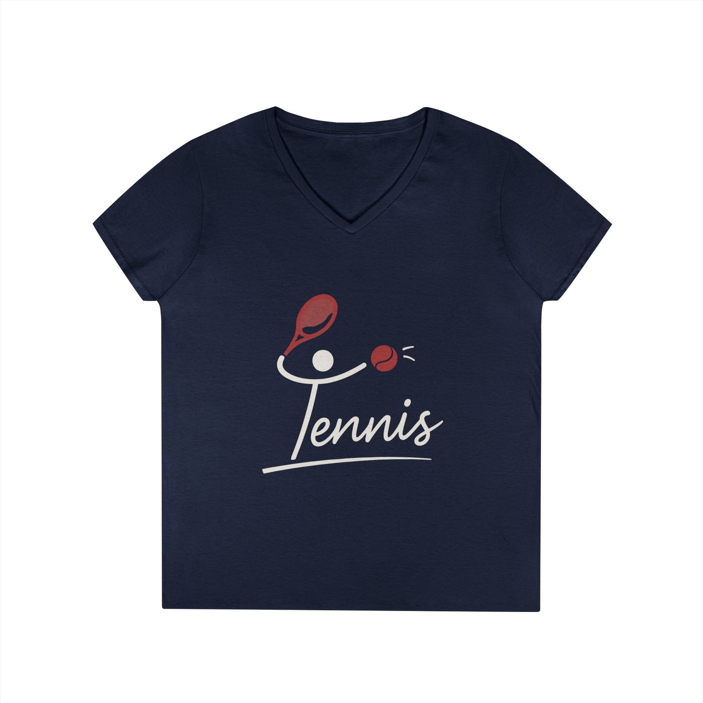 Ladies' V-Neck T-Shirt, Womens Tennis Graphic T-Shirt, Cute Sports Tee, Funny Workout Gym Top for Women