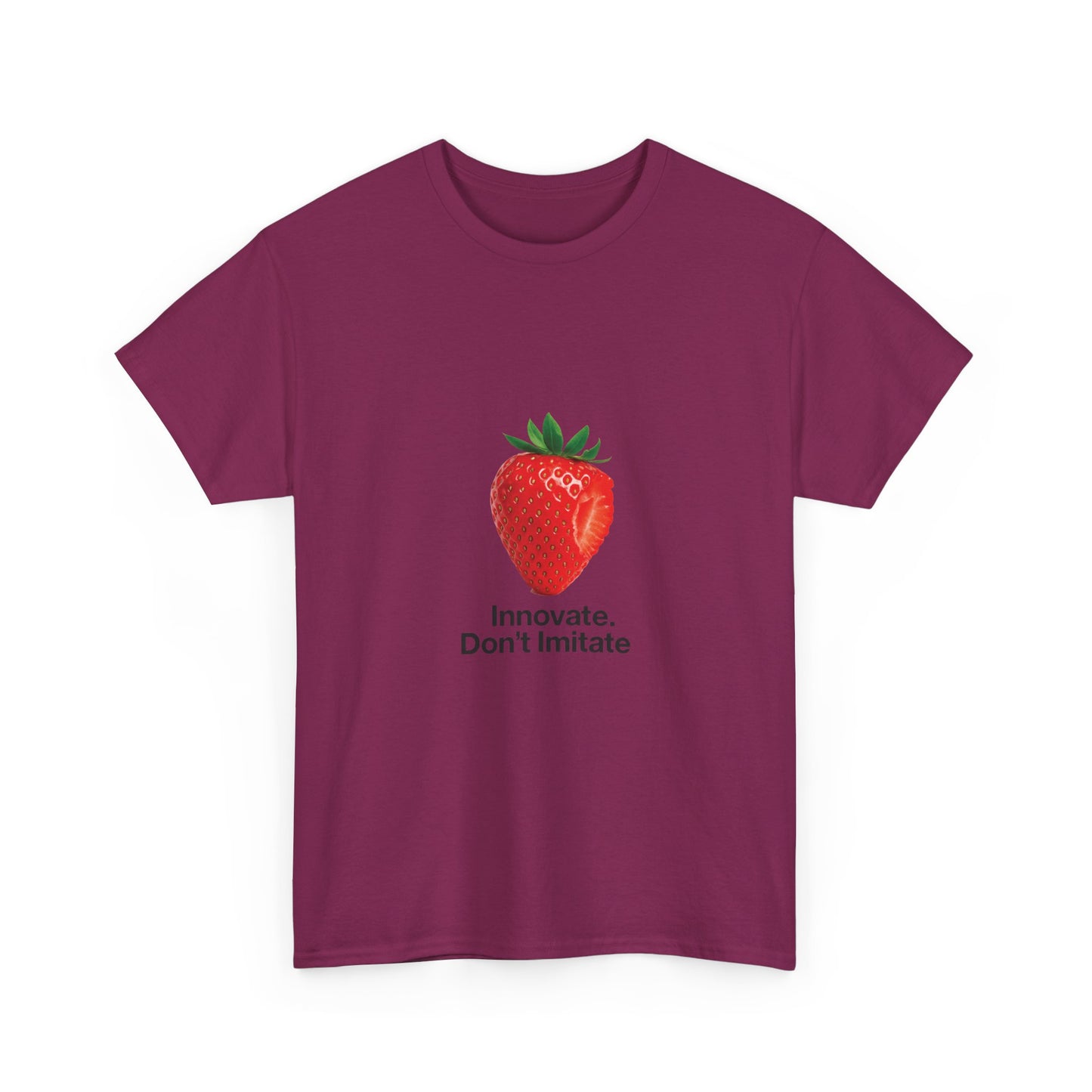 Strawberry Women's Heavy Cotton Tee, Innovate Don't Imitate Shirt, Graphic Tee, Casual Wear, Gift Idea, Summer Style, Witty Design T-Shirt