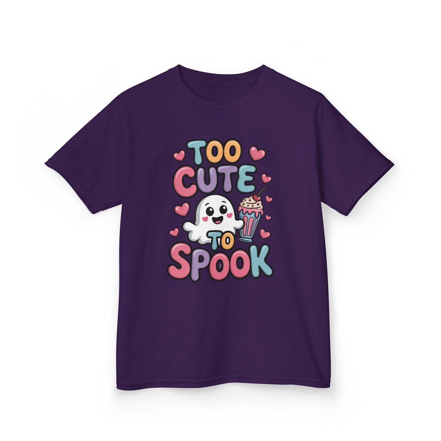 Kids Too Cute To Spook T-Shirt, Cute Ghost Milkshake Shirt, Kawaii Halloween Tee for Boys & Girls