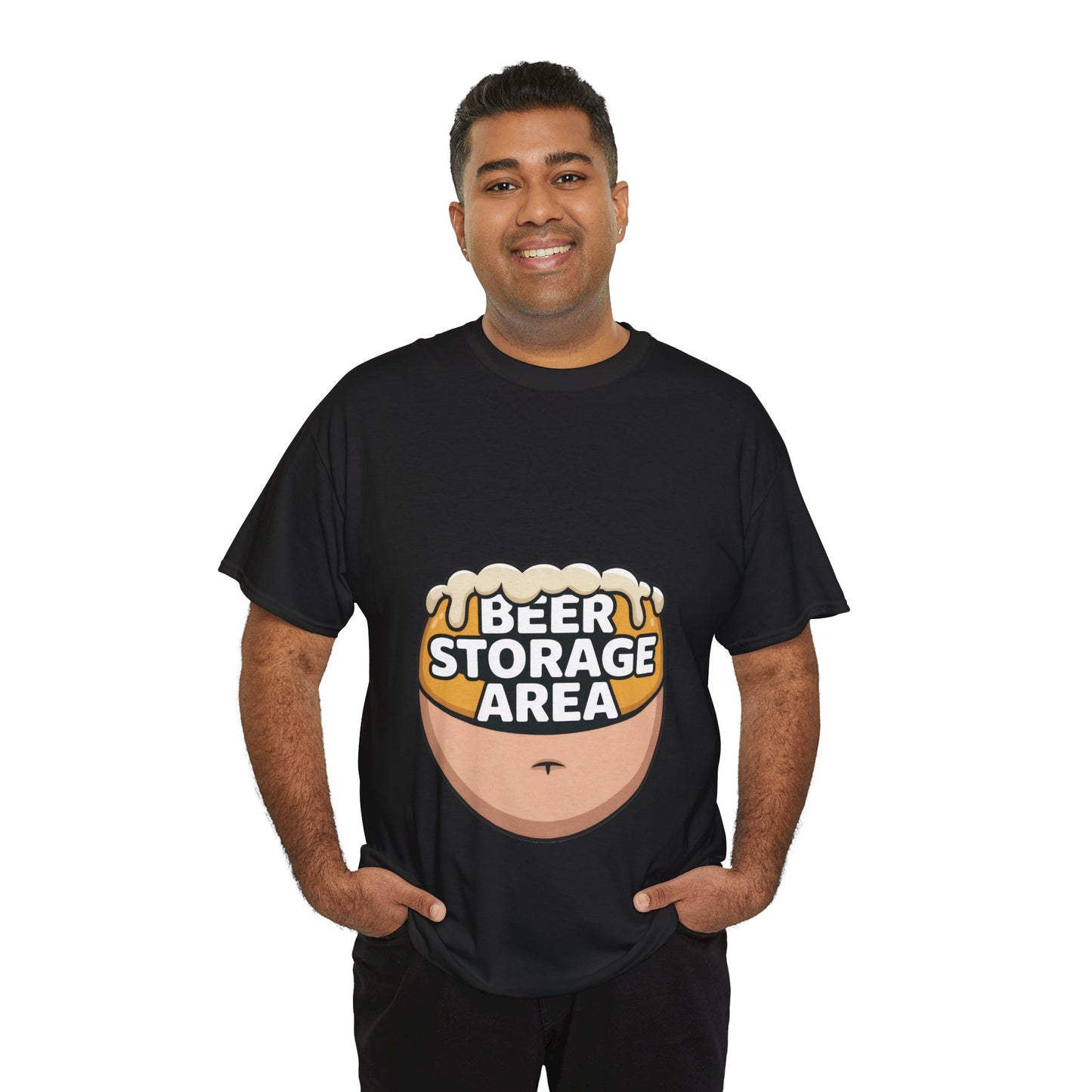 Funny Beer Belly T-Shirt, Beer Storage Area Graphic Tee for Men, Dad Bod Humor Shirt, Beer Lovers Gift, Drinking Gift, Party Apparel