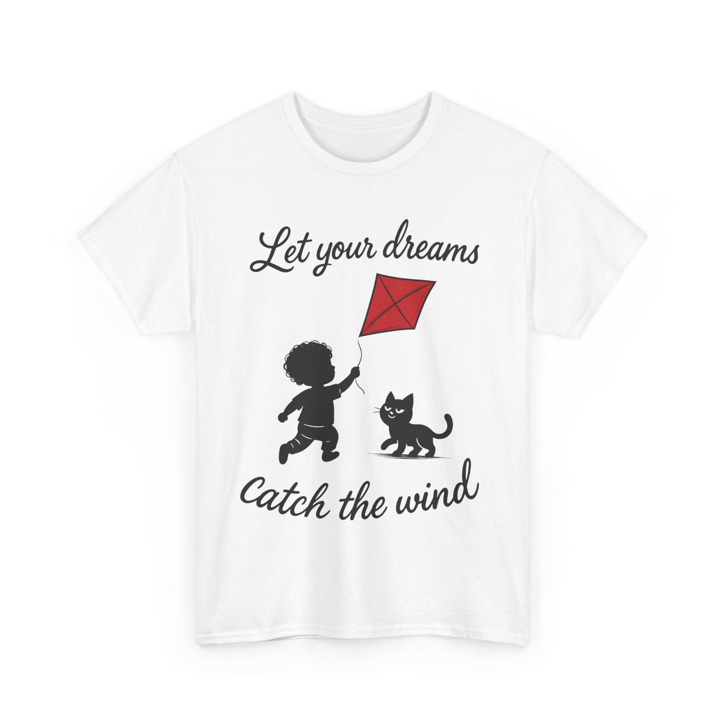 Cute Kid and Cat Design T-Shirt, Playful Gift for Cat Lovers, Summer Style, Cat Lover T-Shirt, Gift for Cat Owners, Women's Cotton T-Shirt
