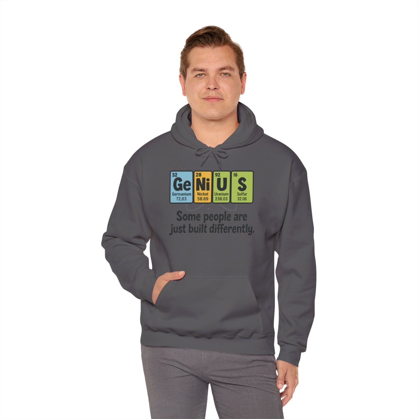Funny Mens Genius Hoodie, Periodic Table Nerd Sweatshirt, Smart Science Pullover Gift for Him, Science Lover Apparel, Funny Hoodie