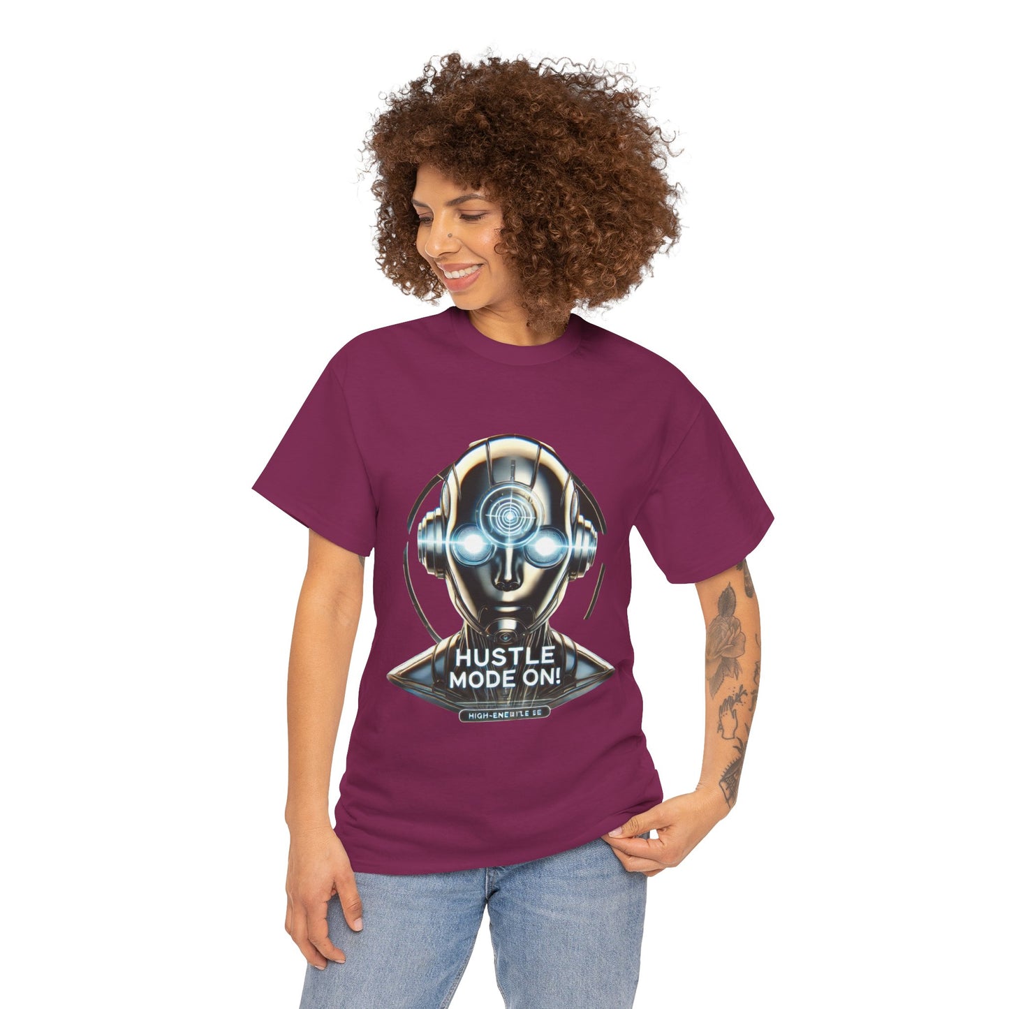 Hustle Mode On Robot T-Shirt, Cyborg Hustle Unisex Tee, Graphic T-Shirt for Gamers & Tech Lovers, Graduations, Motivational Wear