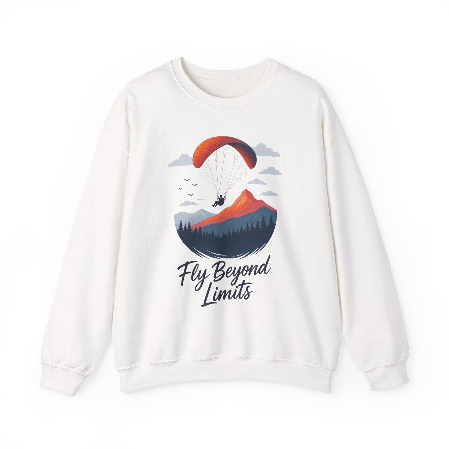 Adventure Inspiration Crewneck Sweatshirt - Fly Beyond Limits, Cozy Outdoor Outfit, Gift for Adventurers, Travel, Motivation Apparel