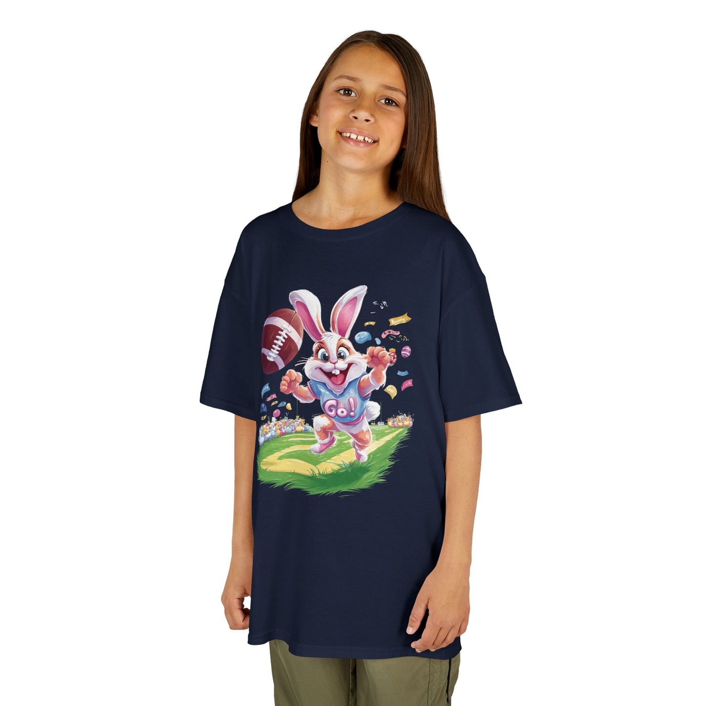 Touchdown Bunny Kids T-Shirt - Cute Easter Football Shirt for Kids, Fun Spring Outfit, Sports Bunny Tee Gift for Little Athletes Easter Gift