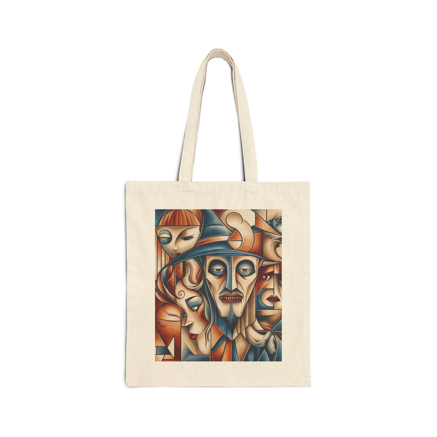 Artistic Tote Bag, Haunting Cubist Faces, Gothic Witchcore Abstract Wall Art, Dark Surreal Vampire Painting, Moody Expressionist Print