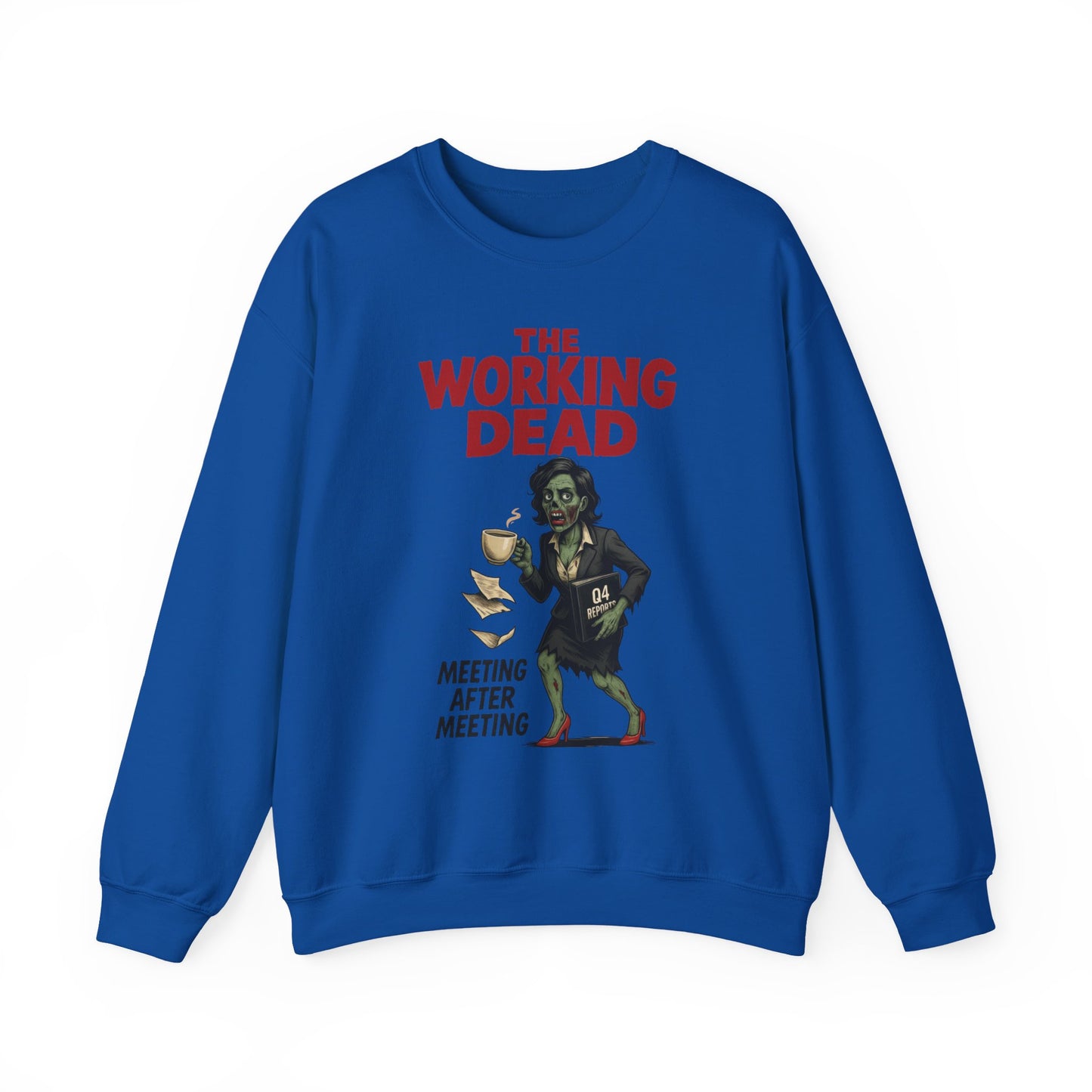 The Working Dead Women's Funny Zombie Sweatshirt, Office Humor Crewneck, Halloween Work Top