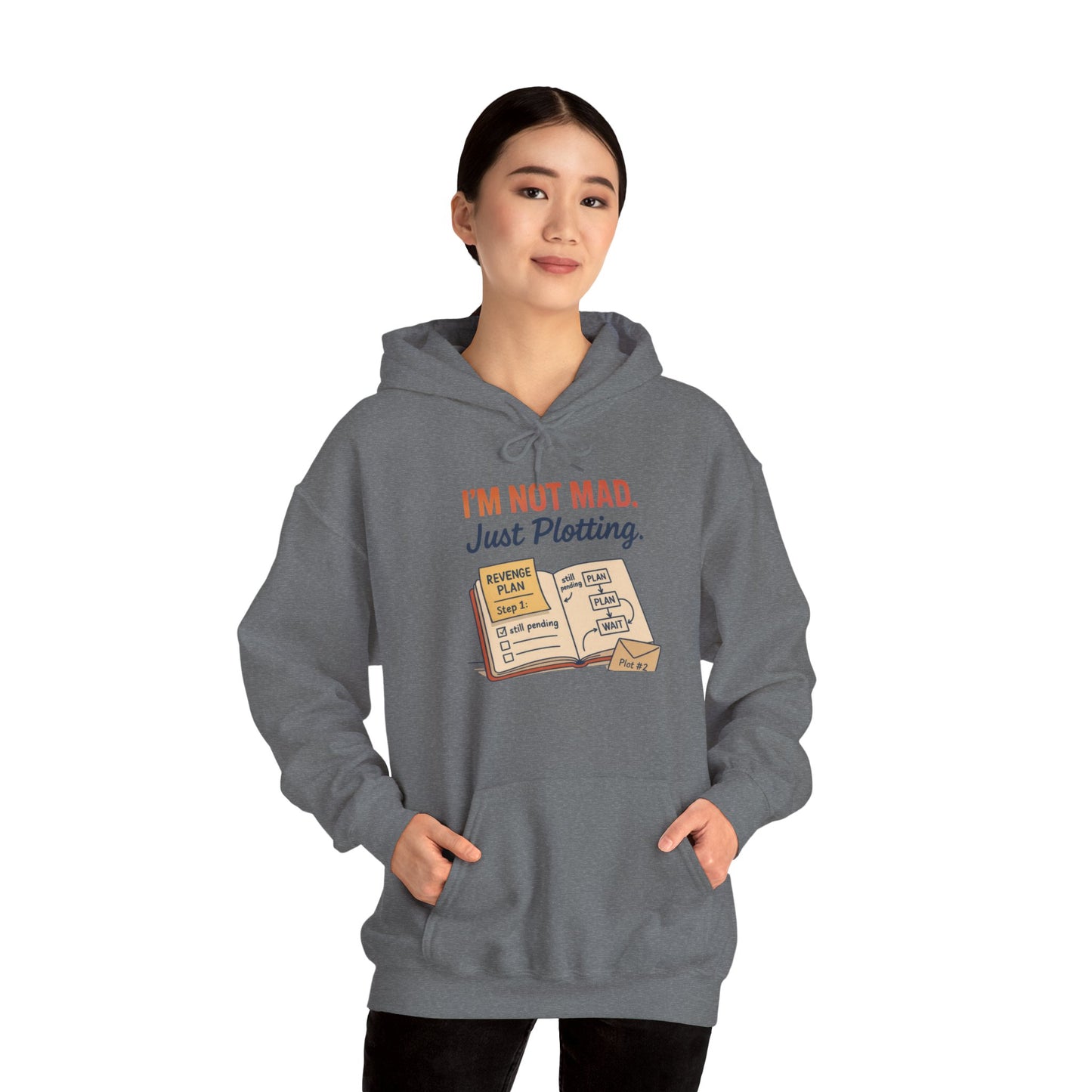 Sarcastic Womens Hoodie, Im Not Mad Just Plotting, Funny Passive Aggressive Sweatshirt Gift, Plotting Humor Hooded Womens Sweatshirt
