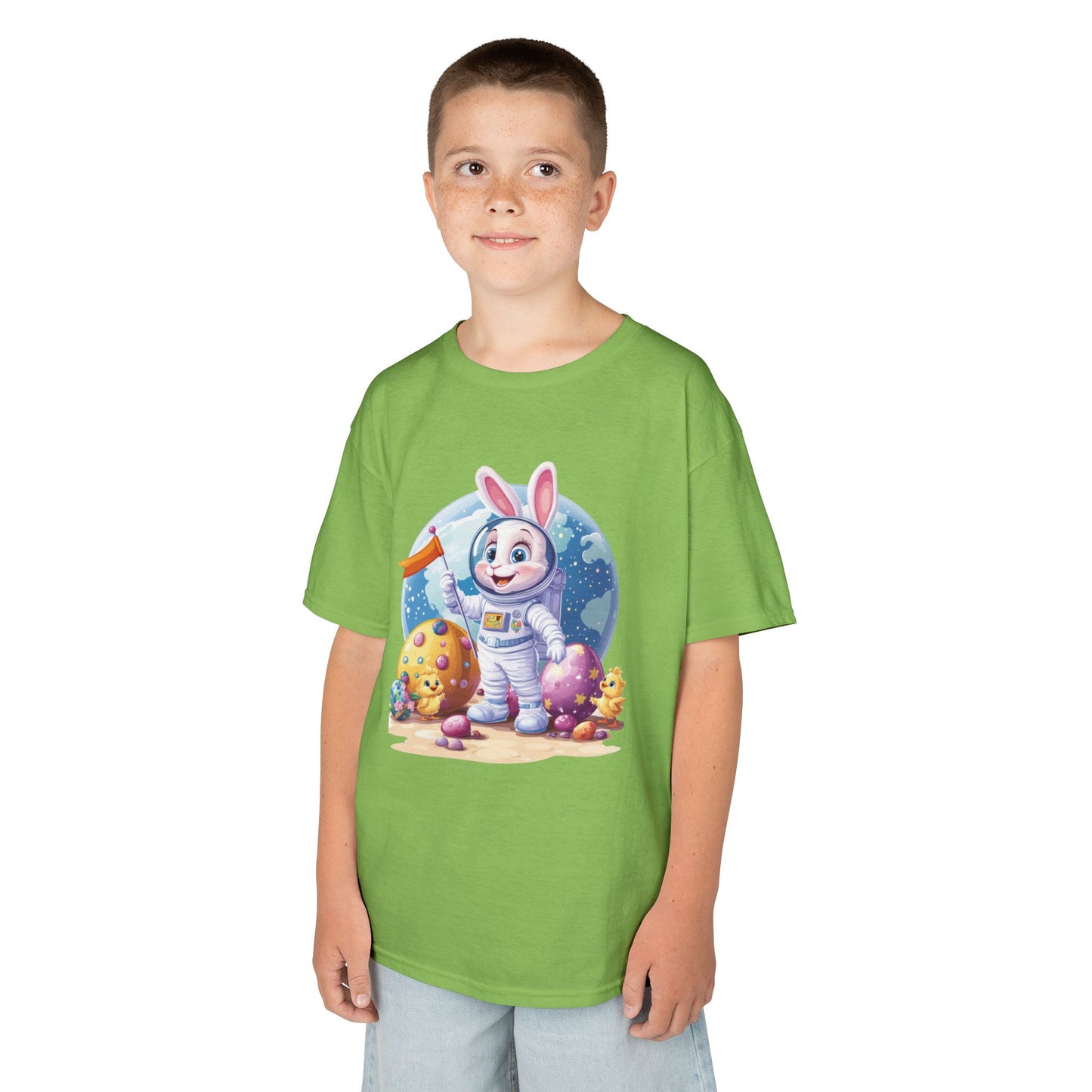Kids Easter Astronaut Bunny T-Shirt, Space Bunny with Eggs, Galaxy Adventure Tee, Cute Bunny Gift for Boys and Girls