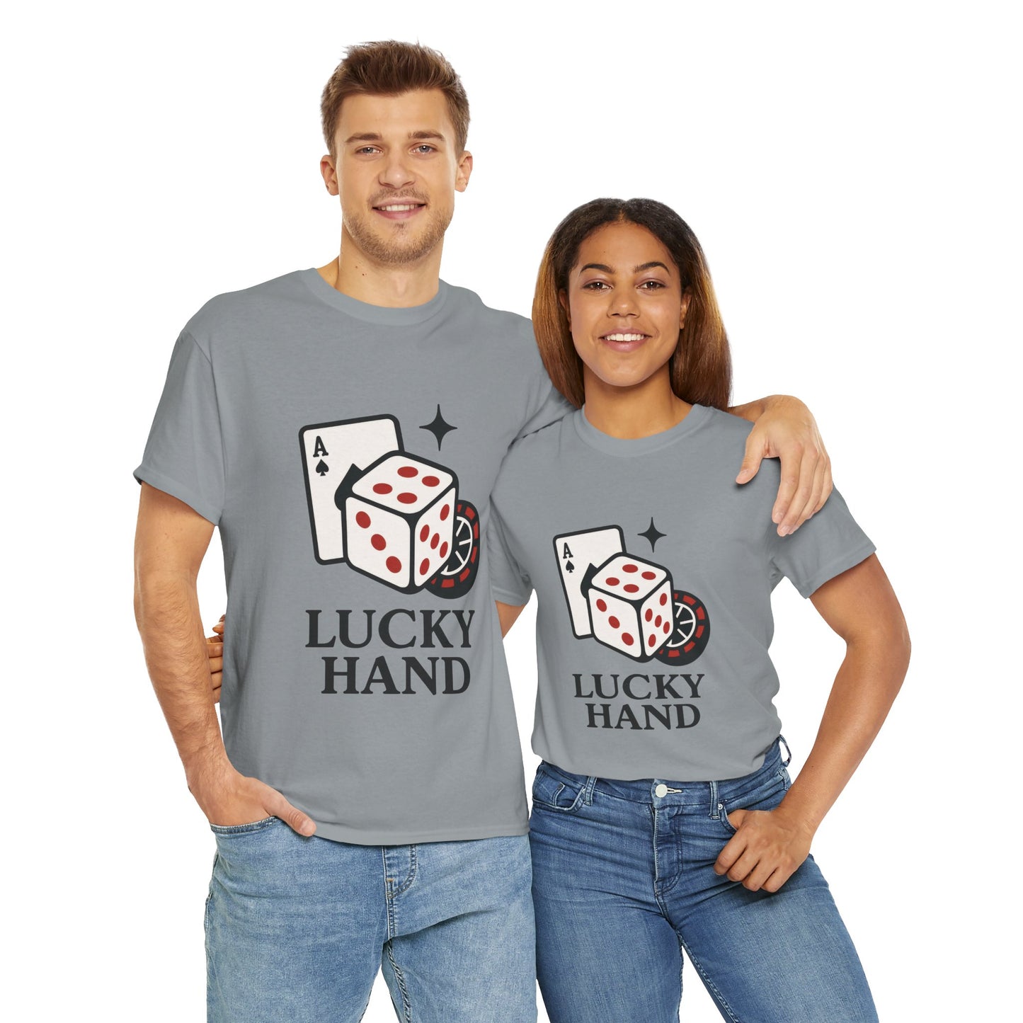 Lucky Hand Unisex Heavy Cotton Tee, Gambling Shirt, Casino Wear, Good Luck Gift, Poker T-Shirt, Casual Vintage Style