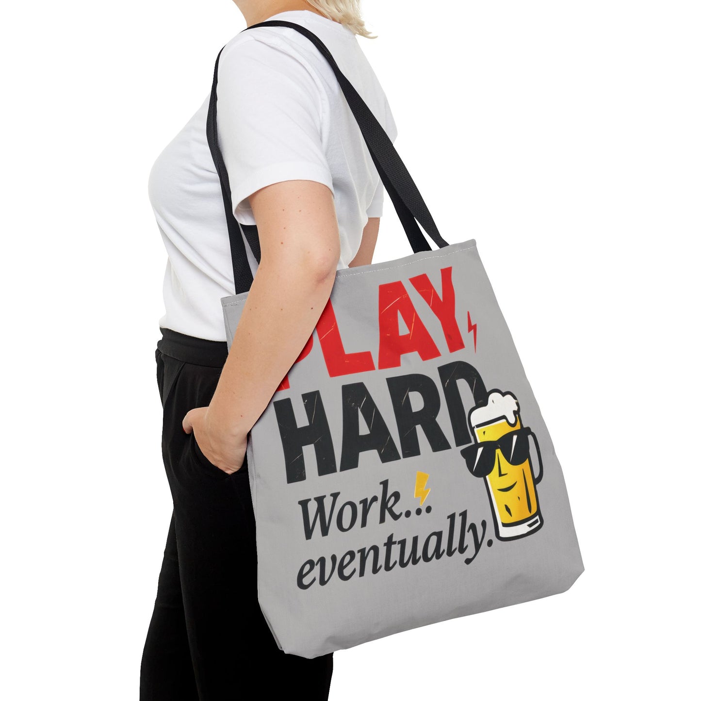 Play Hard Tote Bag - Fun, Stylish, Tote for Work & Play, Summer, Gift, Beach Bag, Everyday Carry, Beach Weekender Bag, large canvas bag