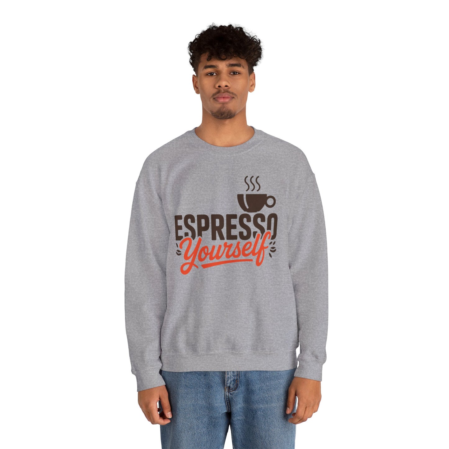 Men's Heavy Blend™ Crewneck Sweatshirt, Espresso Yourself Sweatshirt, Funny Coffee Lover Mens Crewneck, Cafe Lover Gift