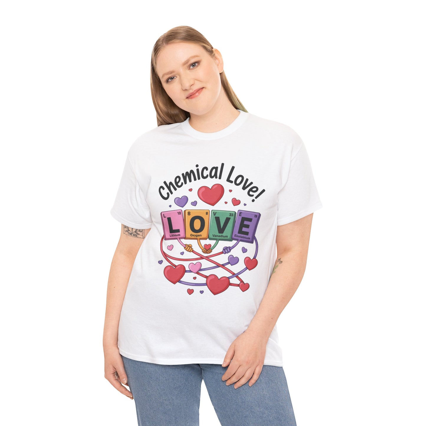 Chemical Love Unisex Heavy Cotton Tee, Cute Couple Shirt, Science Lovers Apparel, Valentines Day Top, Chemistry Lover Gift, Element Table