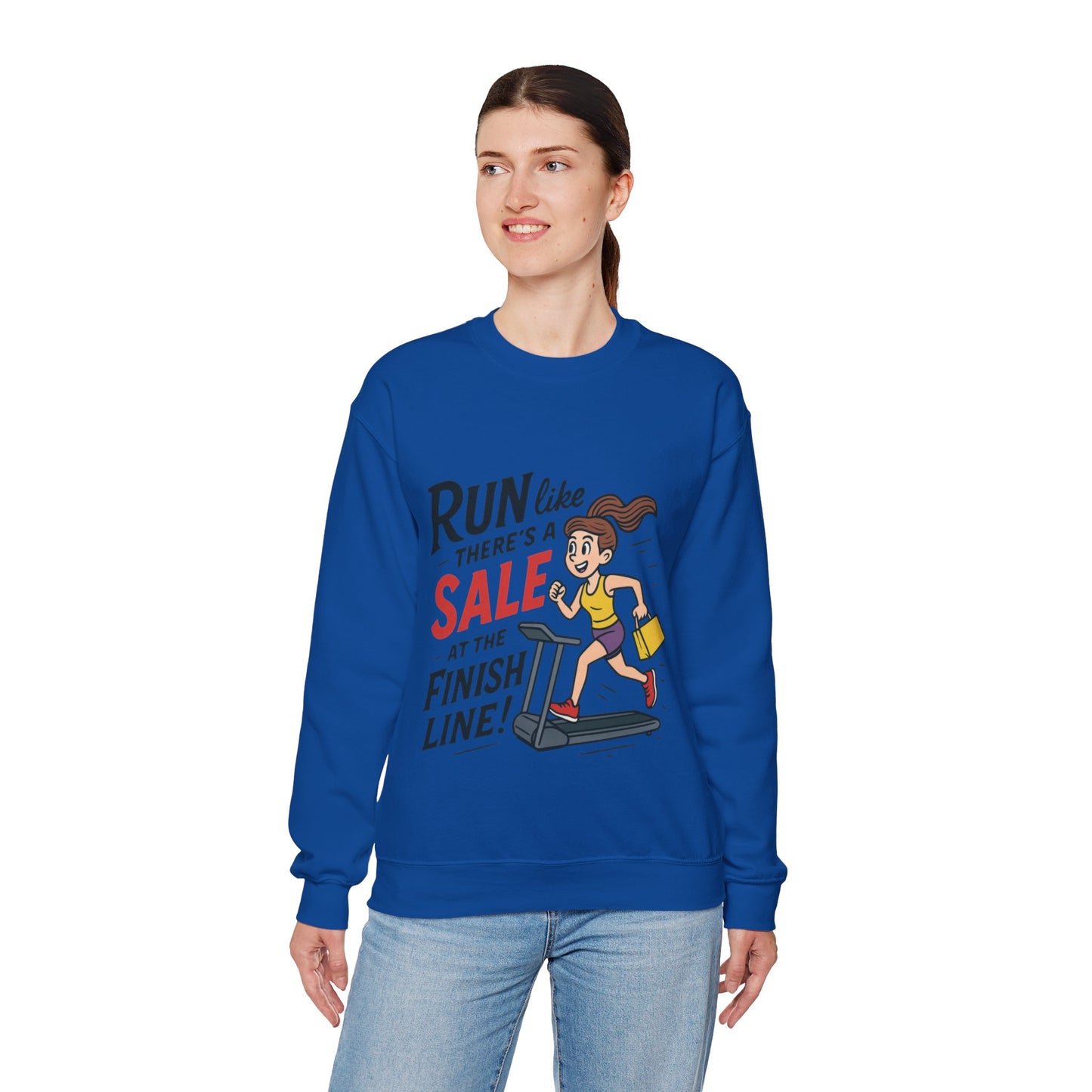 Run Like Theres a SALE at the Finish Line! Womens Sweatshirt, Funny Shopping Pullover, Treadmill Runner Gift for Her, Sale Humor Tee