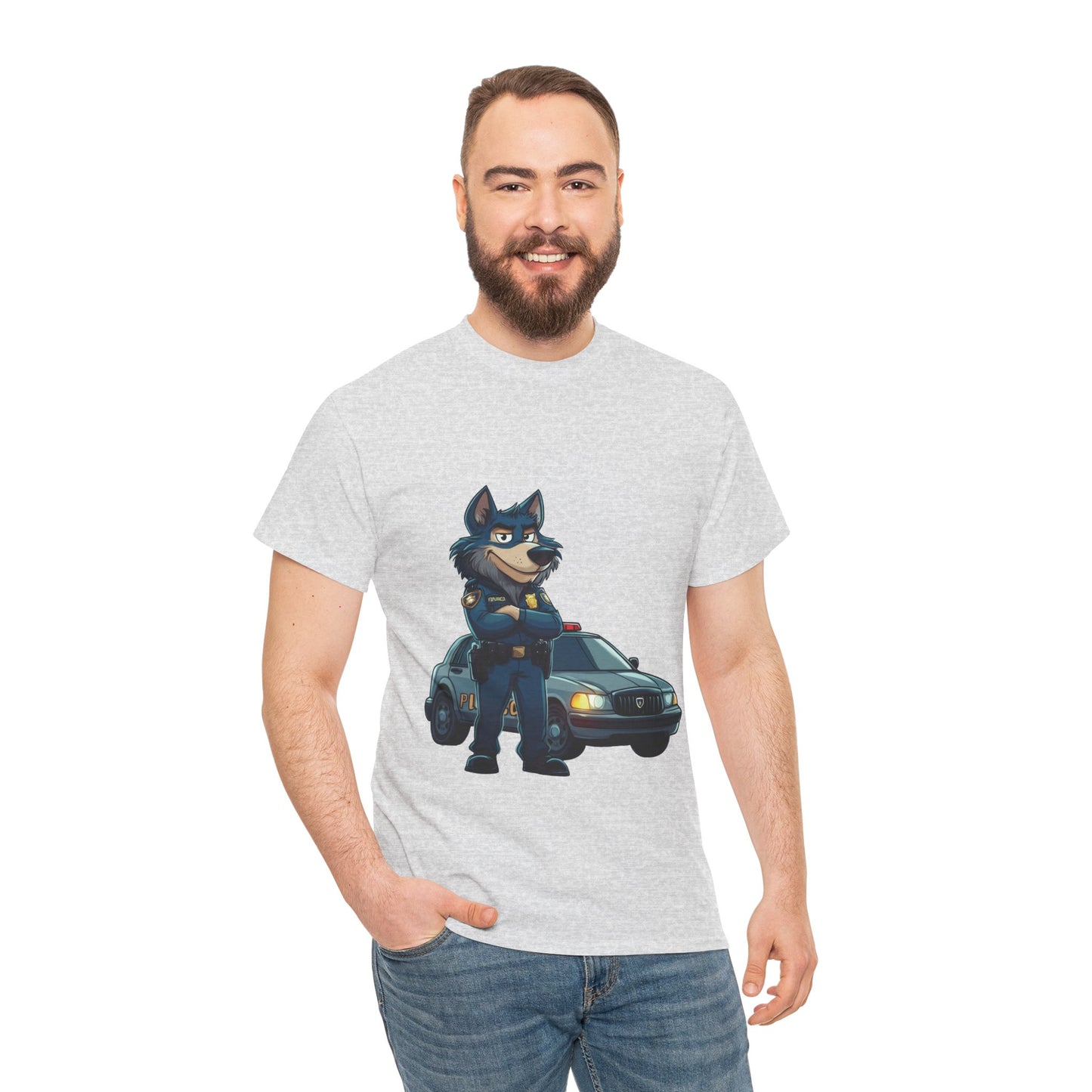 Cool Police Wolf Cartoon Shirt, Funny Cop Animal Graphic Tee, Law Enforcement Gift T-Shirt, Tee for Dog Lovers, Gifts for Police Week