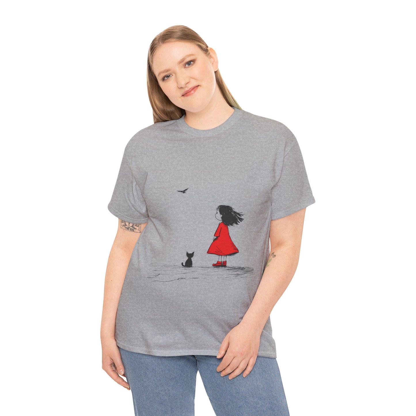 Cat Lover Tee, Cute Graphic T-Shirt, Cat & Girl Design, Gift for Cat Owners, Casual Stylish Unisex Cotton Shirt, Women's Cotton T-Shirt