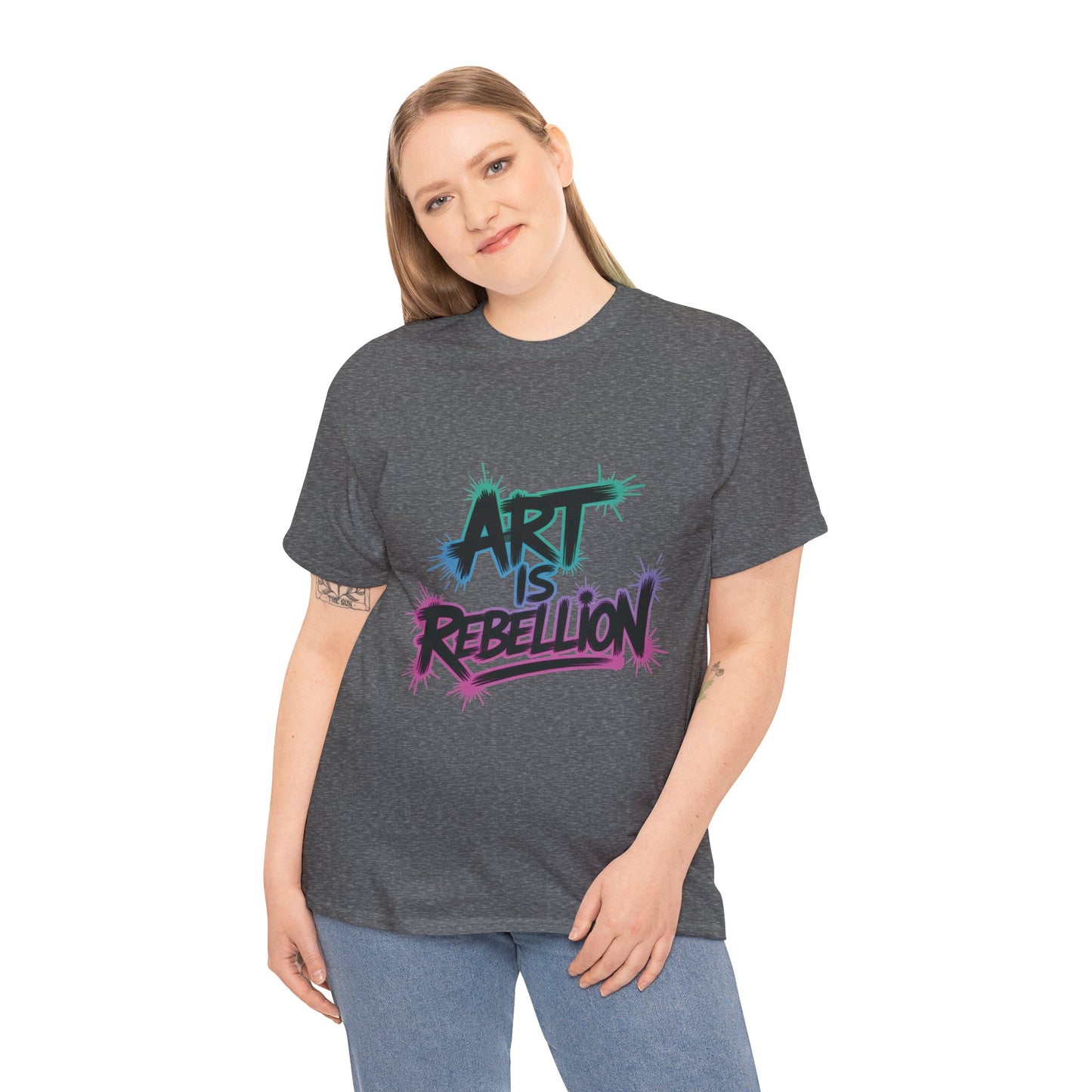 Art Is Rebellion Women's Graphic T-Shirt, Graffiti Street Art Tee, Bold Rebel Statement Top