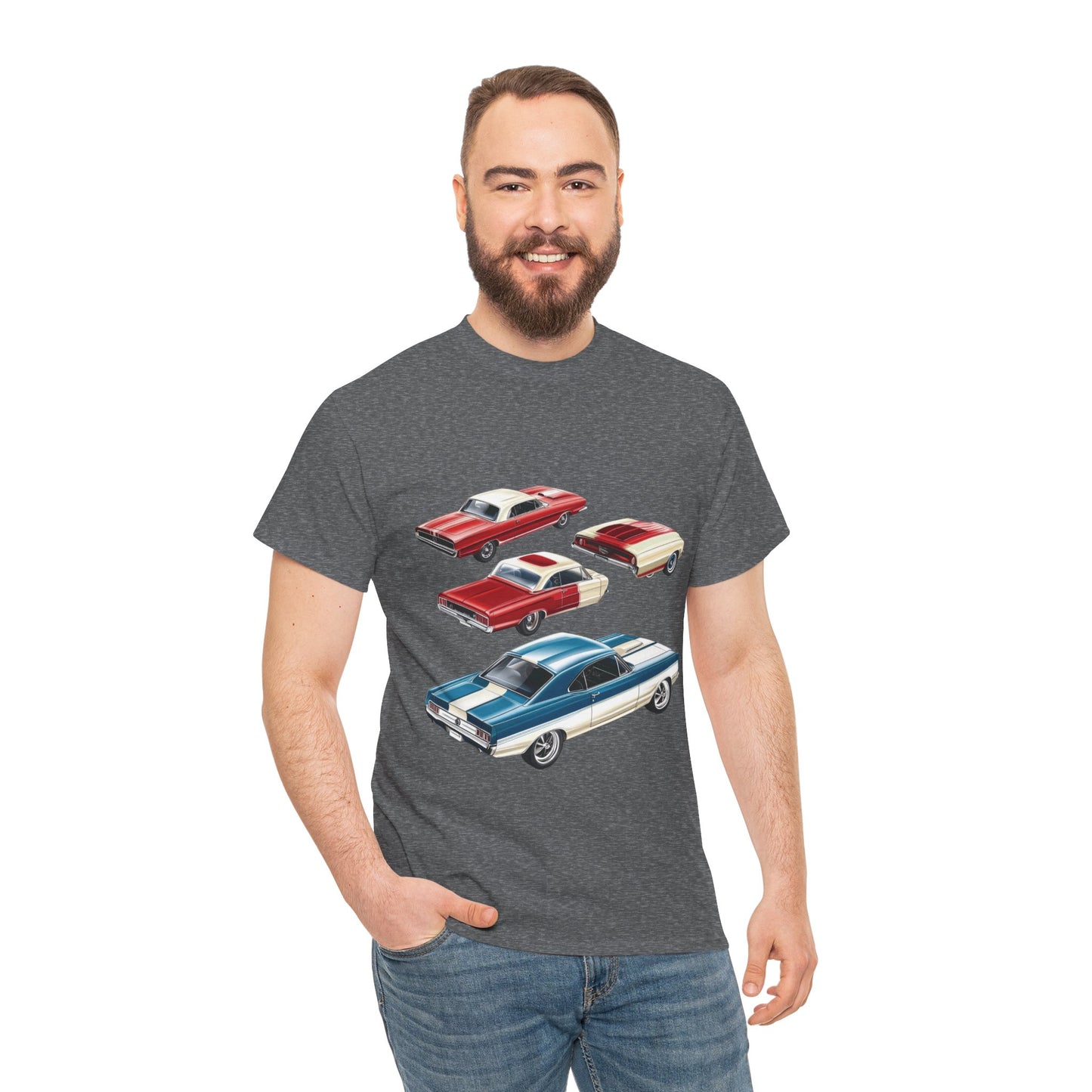 Vintage Muscle Car T-Shirt, Mens Cotton Tee with Retro American Classic Car Illustration, Gift for Car Lovers, Classic Car Graphic Tee