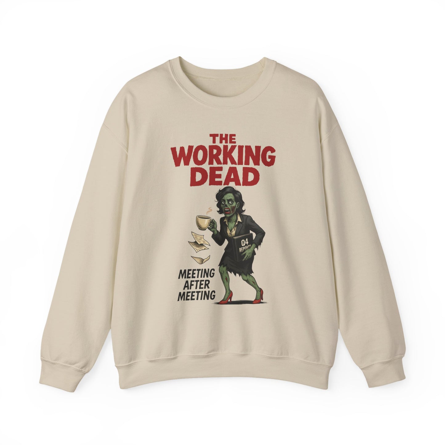The Working Dead Women's Funny Zombie Sweatshirt, Office Humor Crewneck, Halloween Work Top