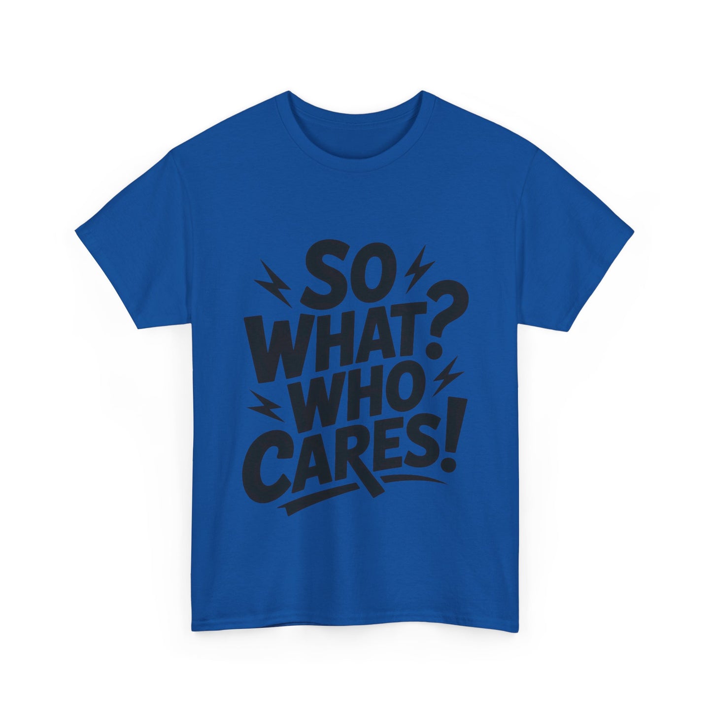 Mens Graphic T-Shirt, Sarcastic Funny Shirt, Rebellious Urban Tee, Black Humor Shirt, So What? Who Cares! T-Shirt, Fun Statement Top