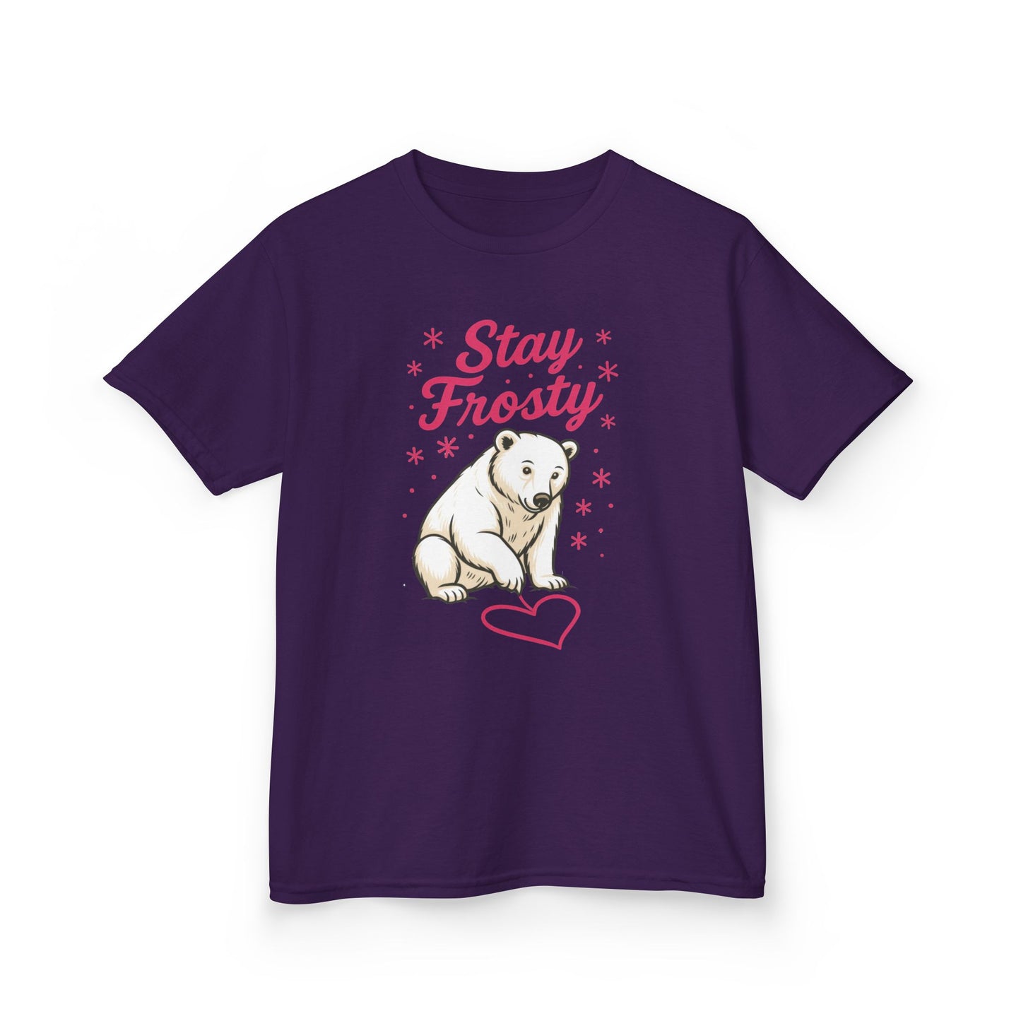 Kids Heavy Cotton™ Tee, Kids Stay Frosty Polar Bear T-Shirt, Cute Winter Graphic Tee for Children
