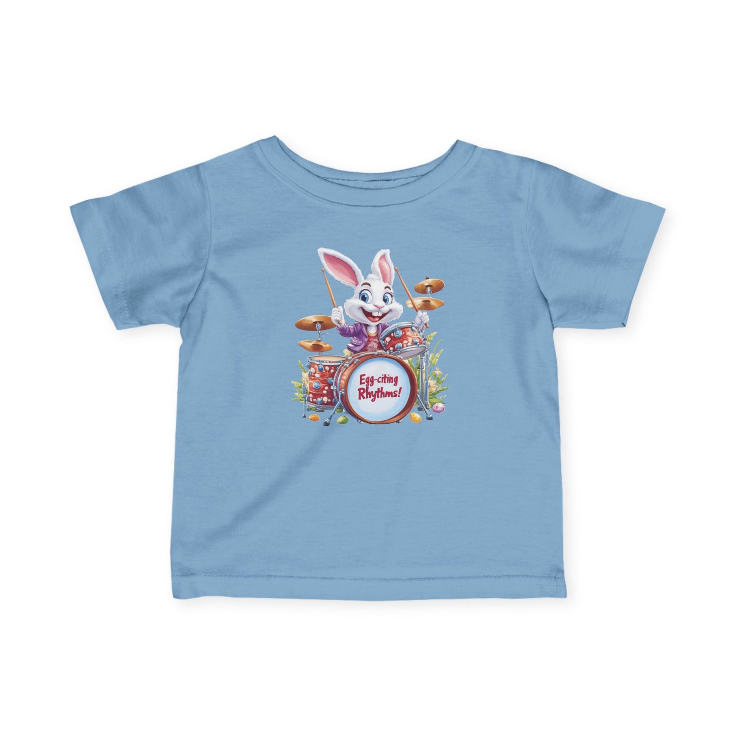 Baby Easter Bunny Drummer Tee - Cute Infant Music Shirt for 6-24 Months, Fun Spring Gift for Babies, Adorable Bunny Playing Drums