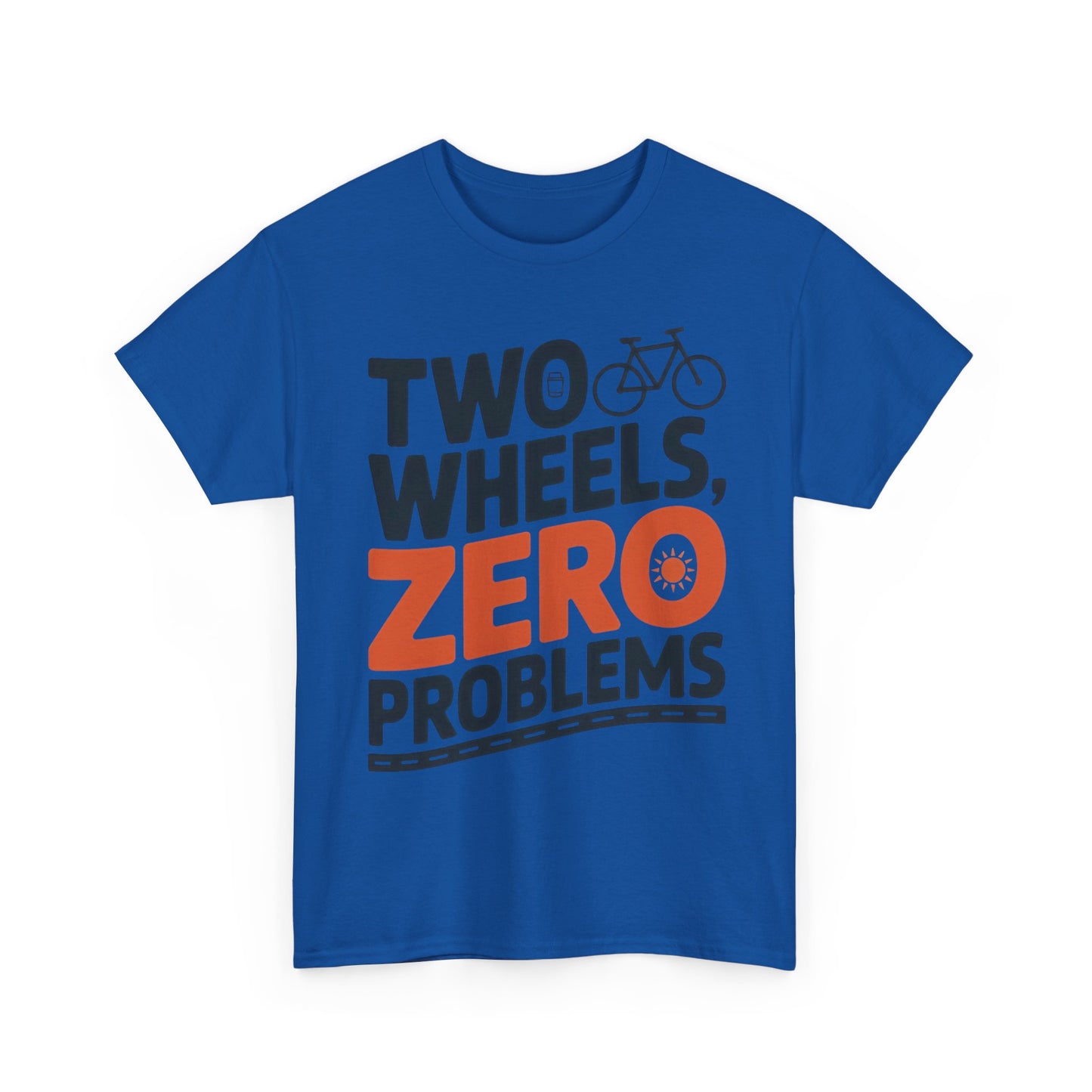 Two Wheels Zero Problems Mens Graphic Biker T-Shirt, Bike Humor Tee, Biker Gift