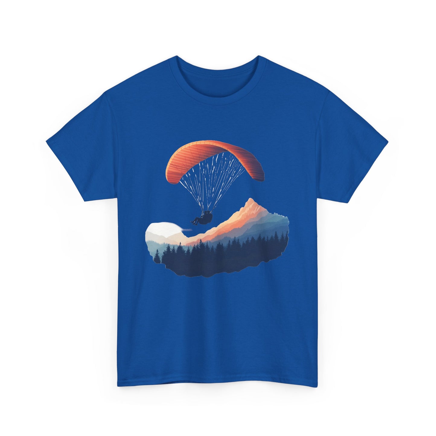 Paragliding Adventure T-Shirt, Mountain Landscape Tee, Nature Travel Lover Shirt, Outdoor Hiking Gift, Unisex Heavy Cotton Tee
