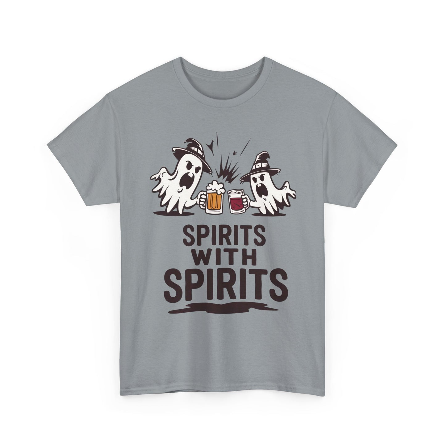 Spirits With Spirits Men's T-Shirt, Funny Ghost Drinking Halloween Party Graphic Tee