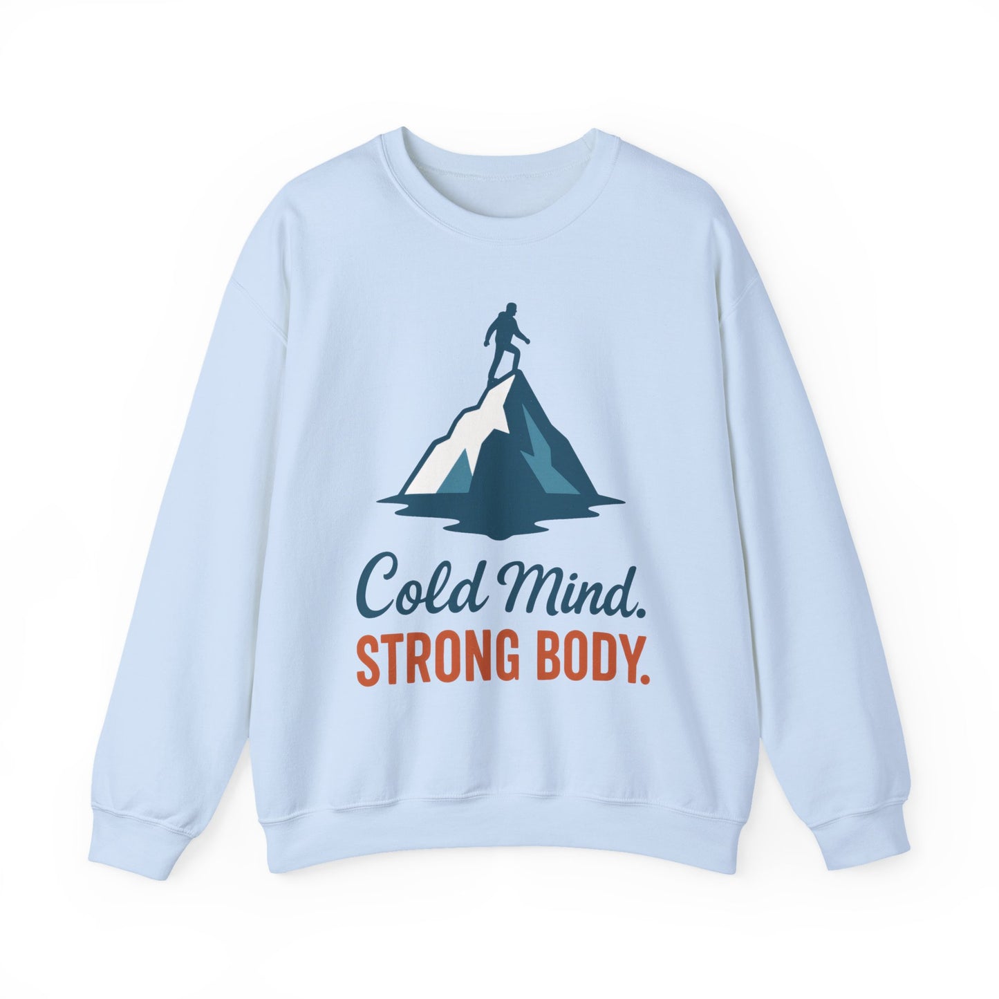 Men's Heavy Blend™ Crewneck Sweatshirt, Cold Mind Strong Body Sweatshirt, Nordic Mountain Minimalist Pullover