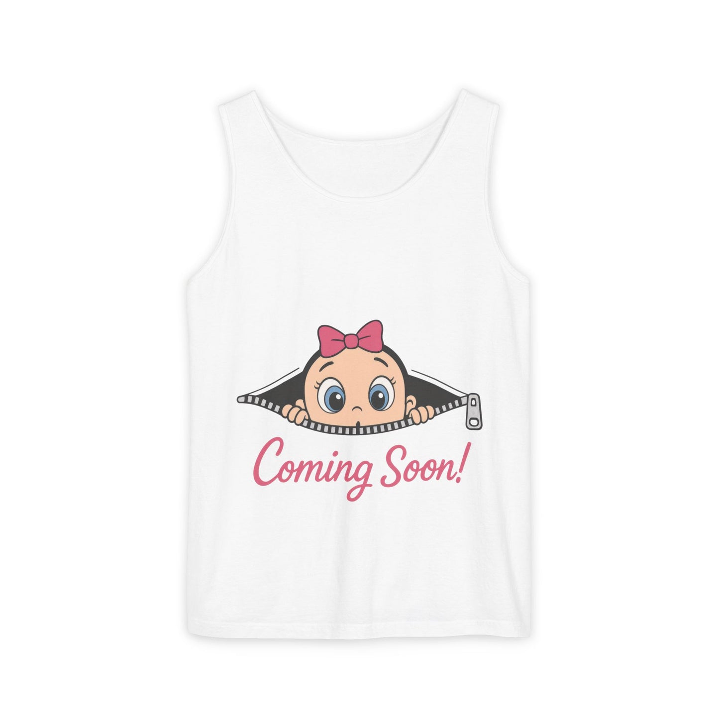 Coming Soon Maternity Tank Top, Cute Baby Girl Pregnancy Announcement Shirt, Expecting Mom Gift, Gender Reveal Tank, Baby Shower Gift