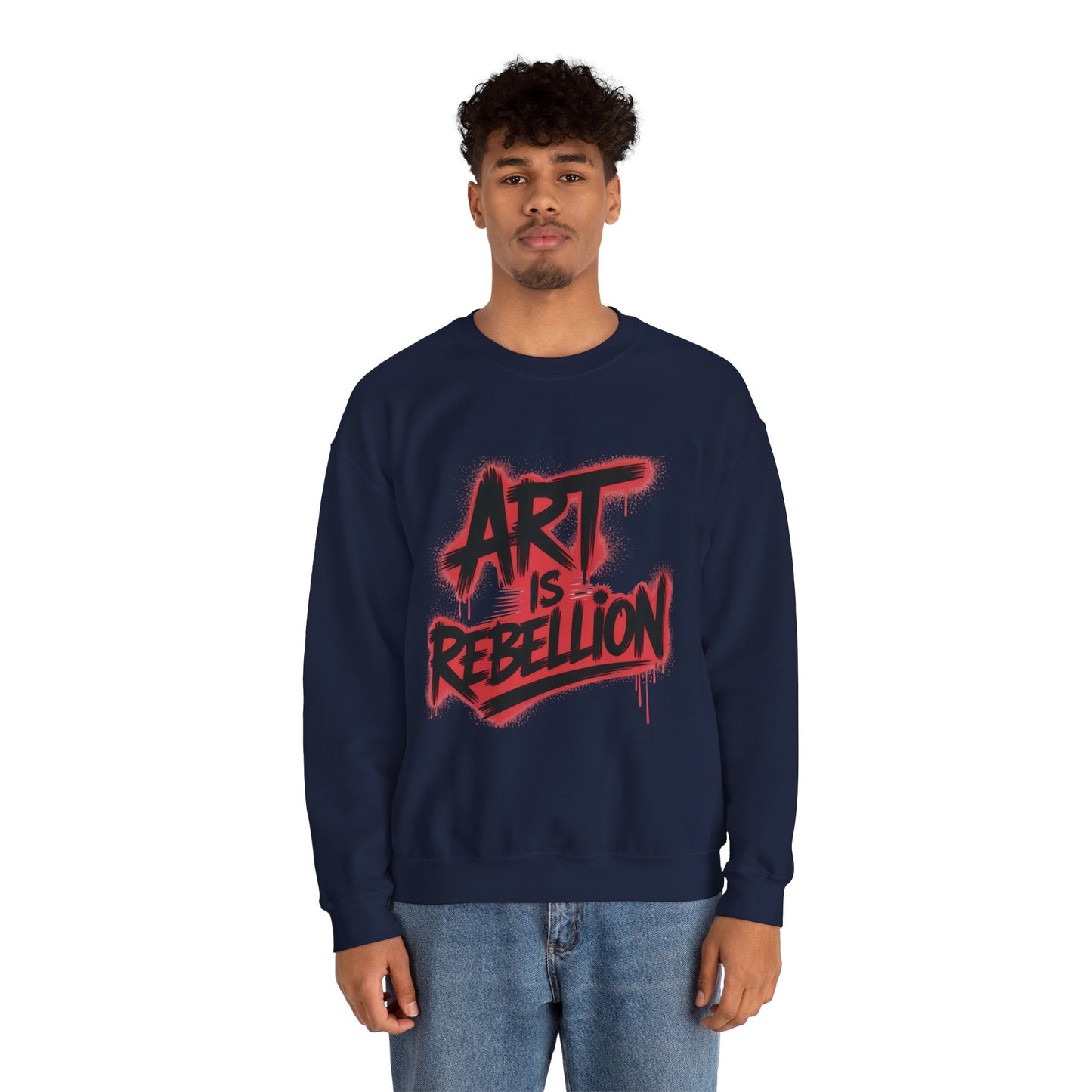 Men'sHeavy Blend™ Crewneck Sweatshirt, Art Is Rebellion Men's Crewneck Sweatshirt, Graffiti Street Art Pullover, Urban Rebellion Streetwear