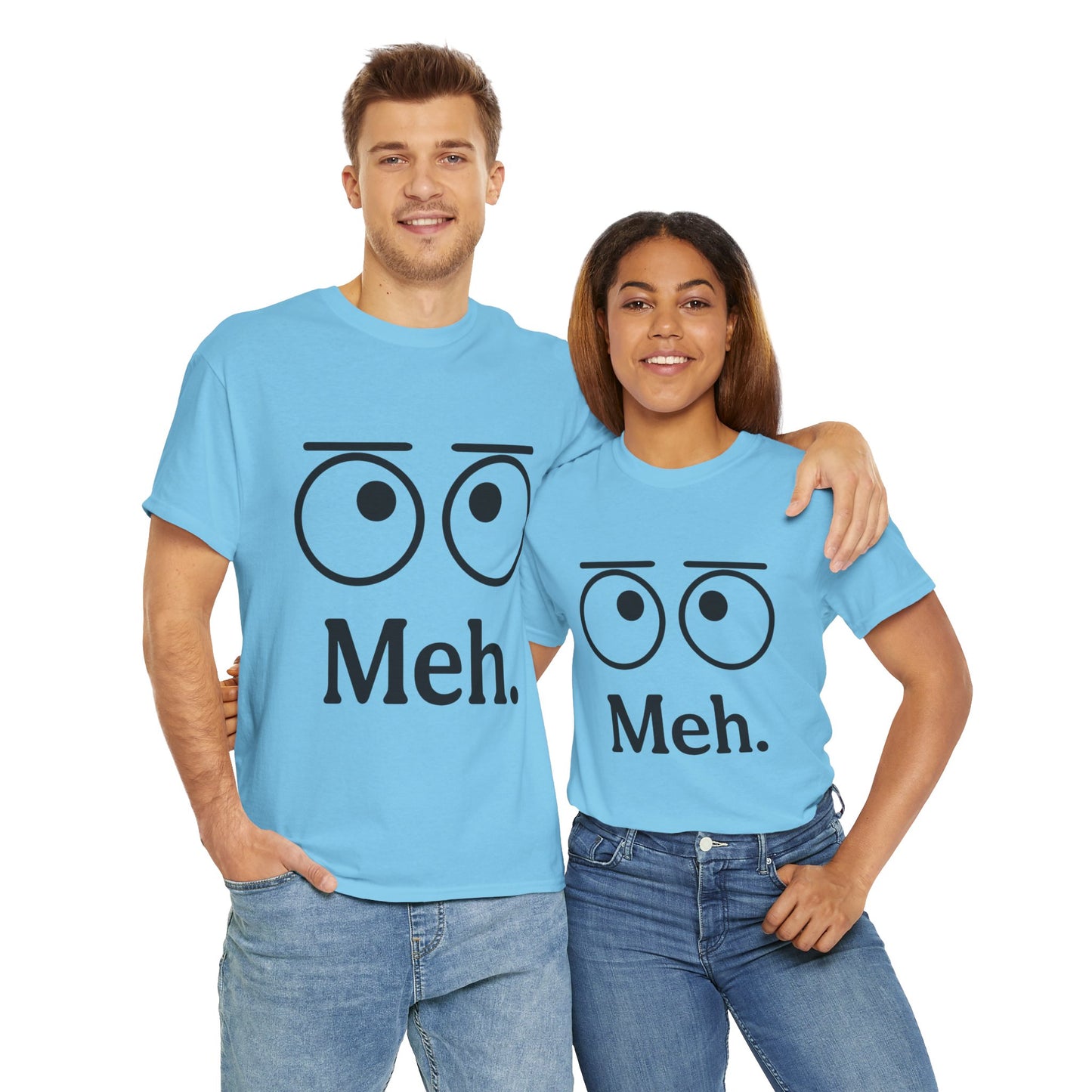 Funny Unisex Heavy Cotton Tee - 'Meh' Graphic Shirt, Casual Wear, Gift for Friends, Humor Tee, Everyday Outfit