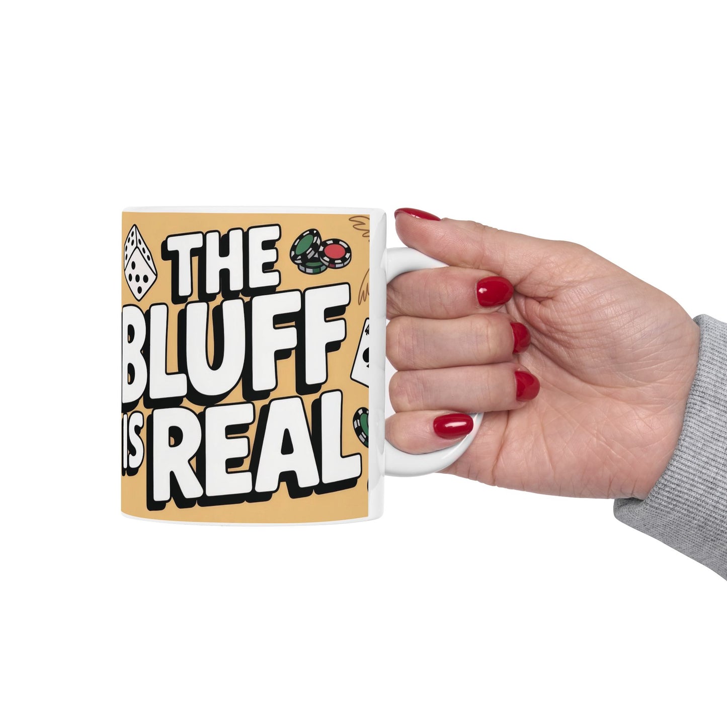 The Bluff Is Real Mug, Funny Poker Dog Coffee Cup, Gambling Gift, All In Poker Lover Humor, for Card Game Nights, Fun Gifts for Gamers