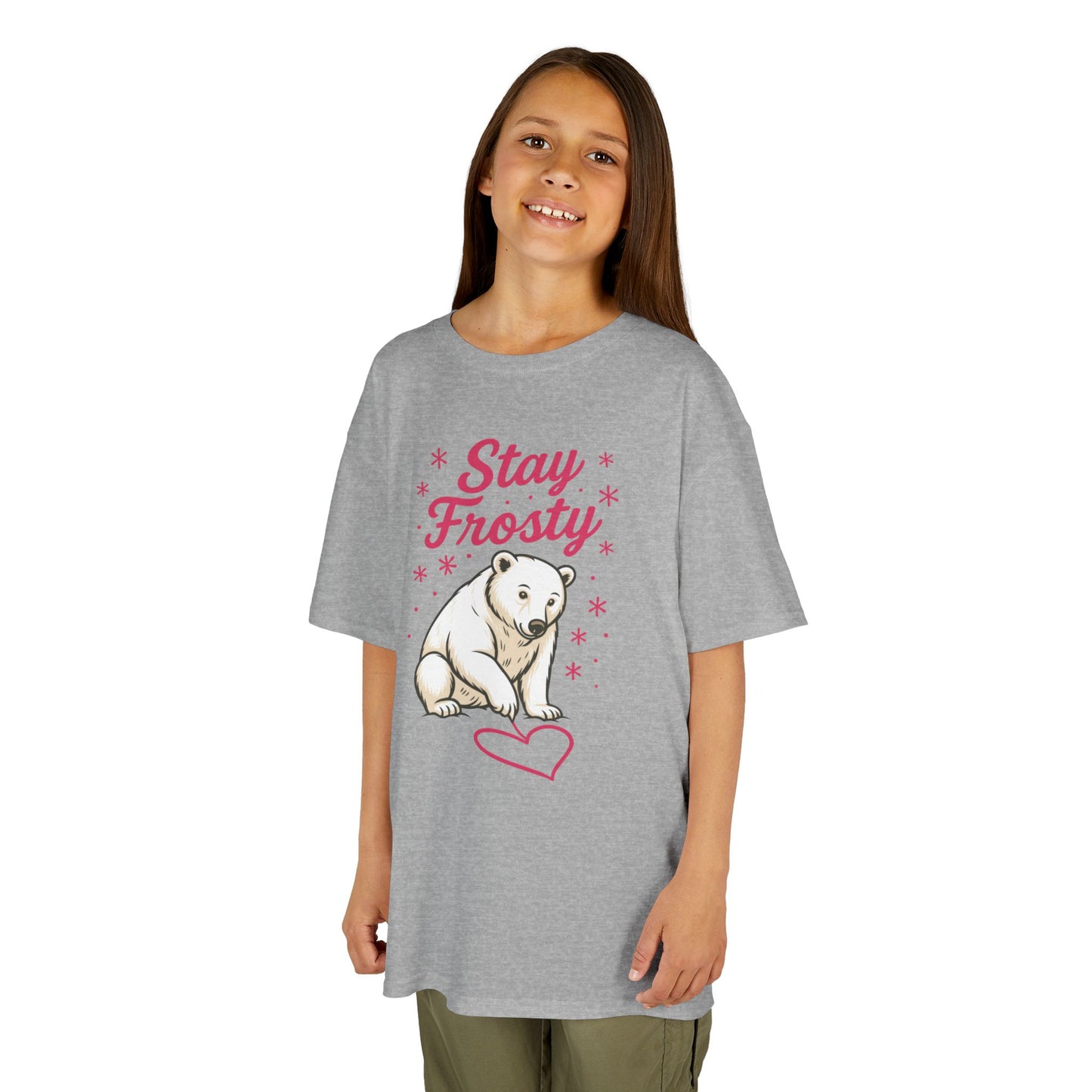 Kids Heavy Cotton™ Tee, Kids Stay Frosty Polar Bear T-Shirt, Cute Winter Graphic Tee for Children