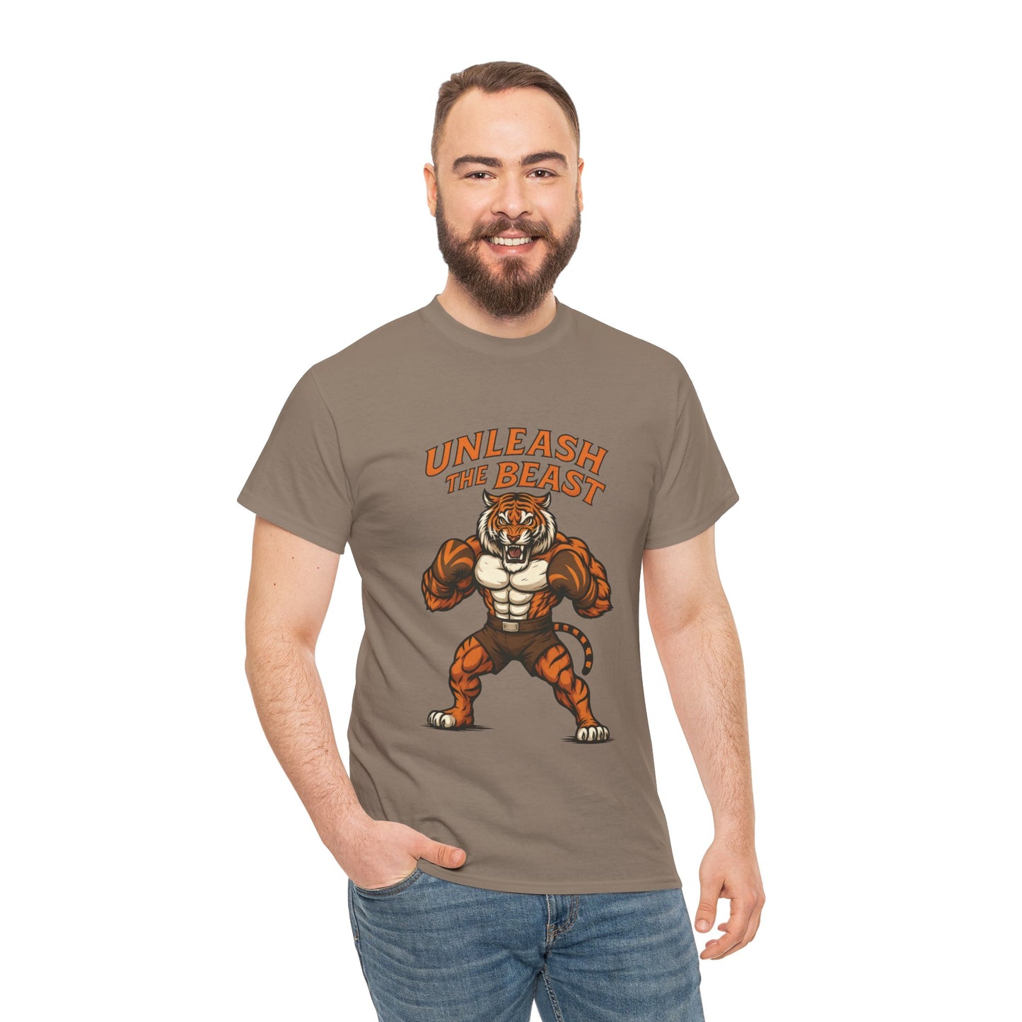 Unleash The Beast Tiger Gym Shirt, Mens Workout T-Shirt, Bodybuilding Motivation Tee, Fitness Muscle Tiger Graphic, Strong Beast Gym Top