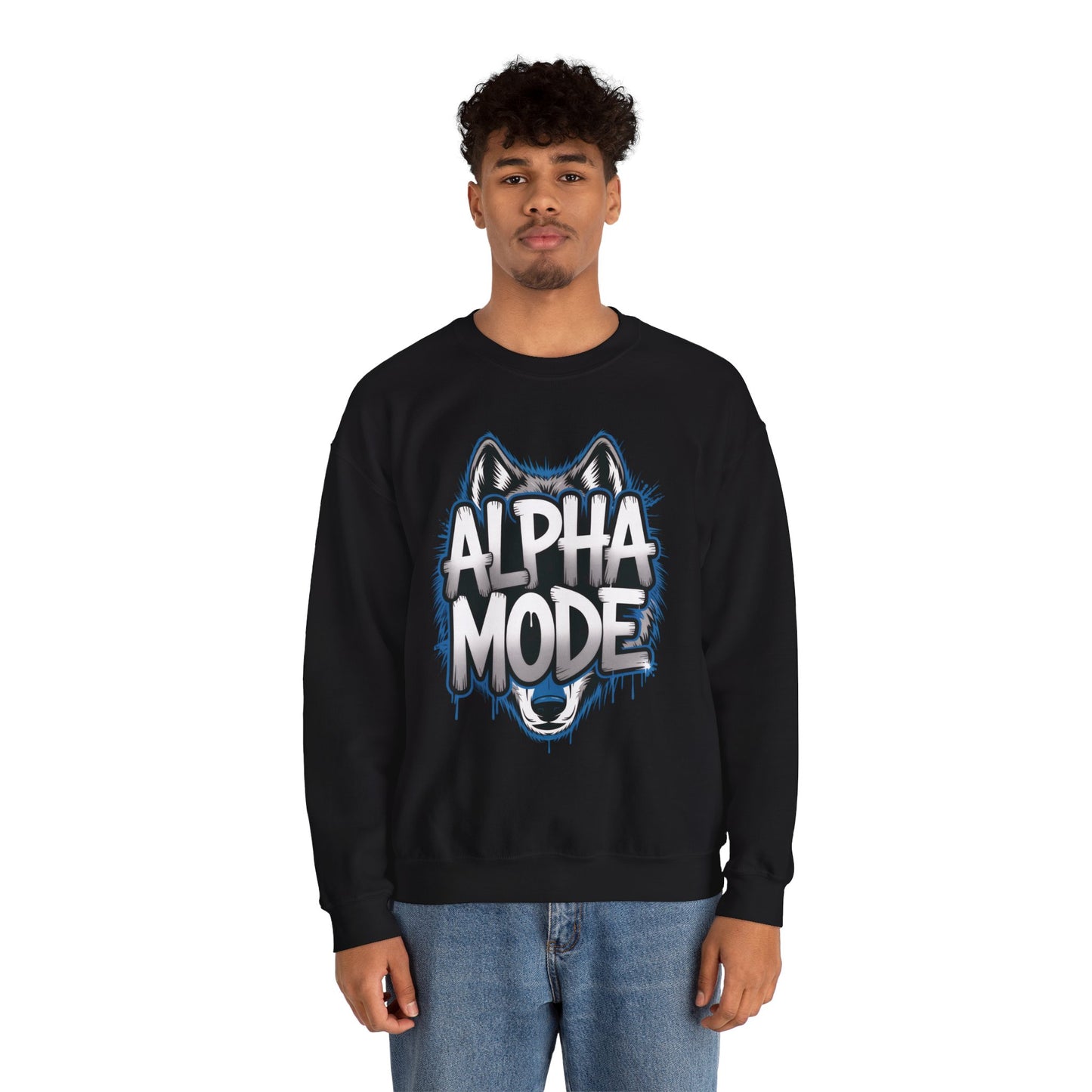 Mens Heavy Blend™ Crewneck Sweatshirt, Alpha Mode Mens Wolf Graphic Crewneck Sweatshirt