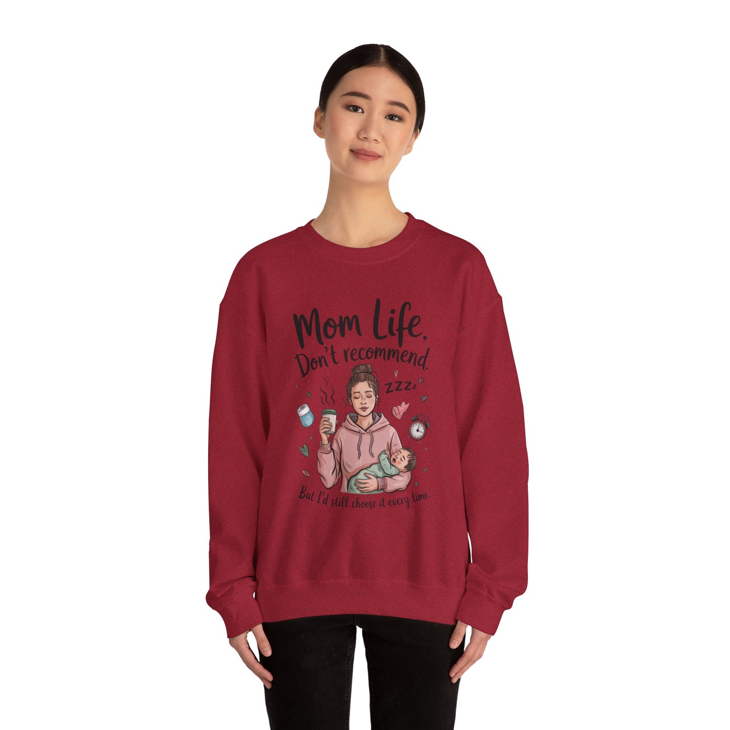 Mom Life Crewneck Sweatshirt, New Mom Gift, Cozy Everyday Wear, Funny Parent Apparel, Tired Mama Humor Tee