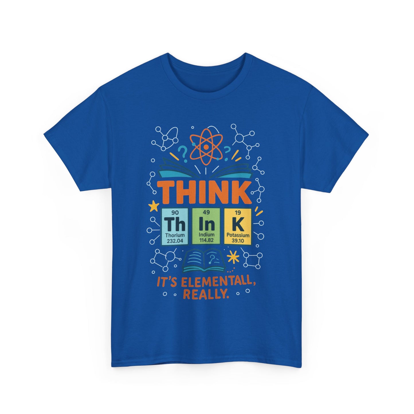 Funny Mens Science T-Shirt, THINK Element Periodic Table Shirt, Smart Geek Nerd Tee for Him, Ideal for Science Lovers, Geeky Apparel