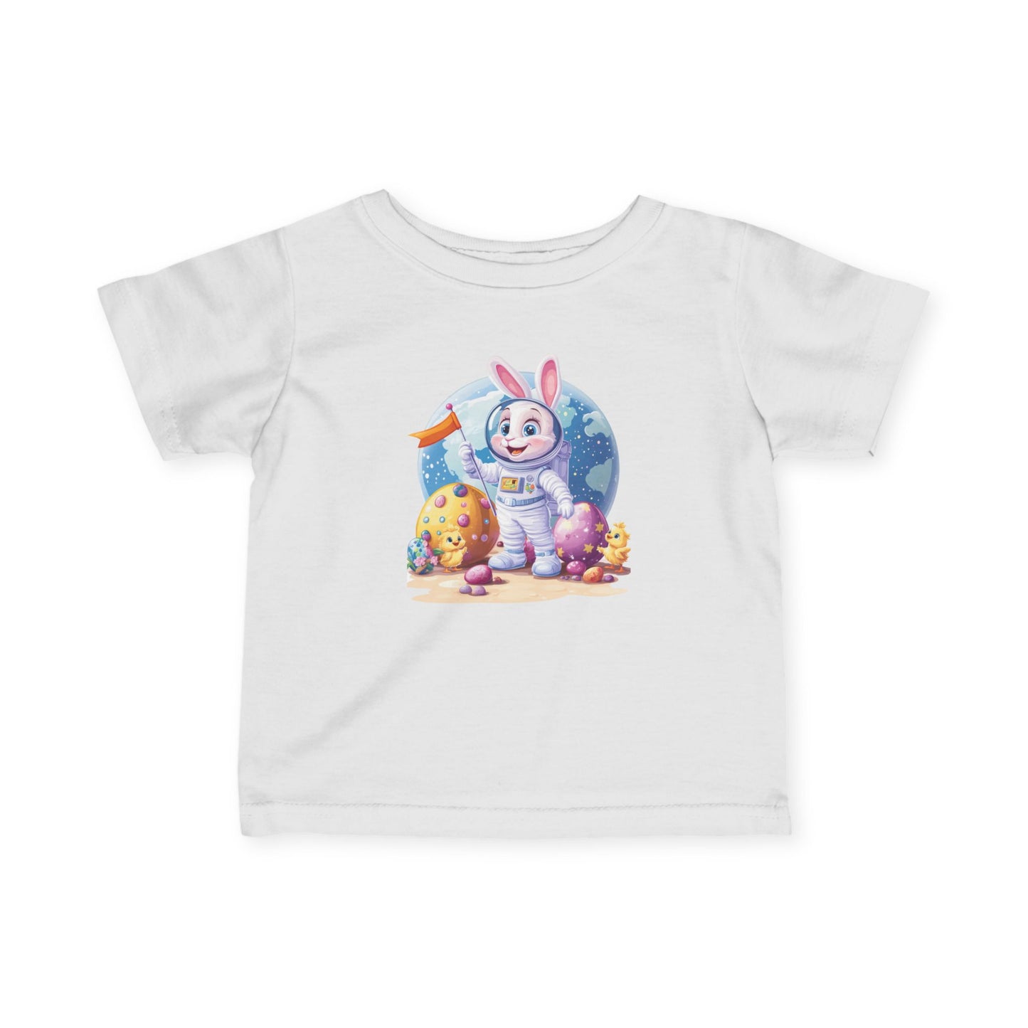 Astronaut Bunny Easter Tee, Space Rabbit Shirt for Babies, 6 to 24 Months, Outer Space Baby Easter Gift Tee, Toddler T-Shirt, Kids Bunny Top