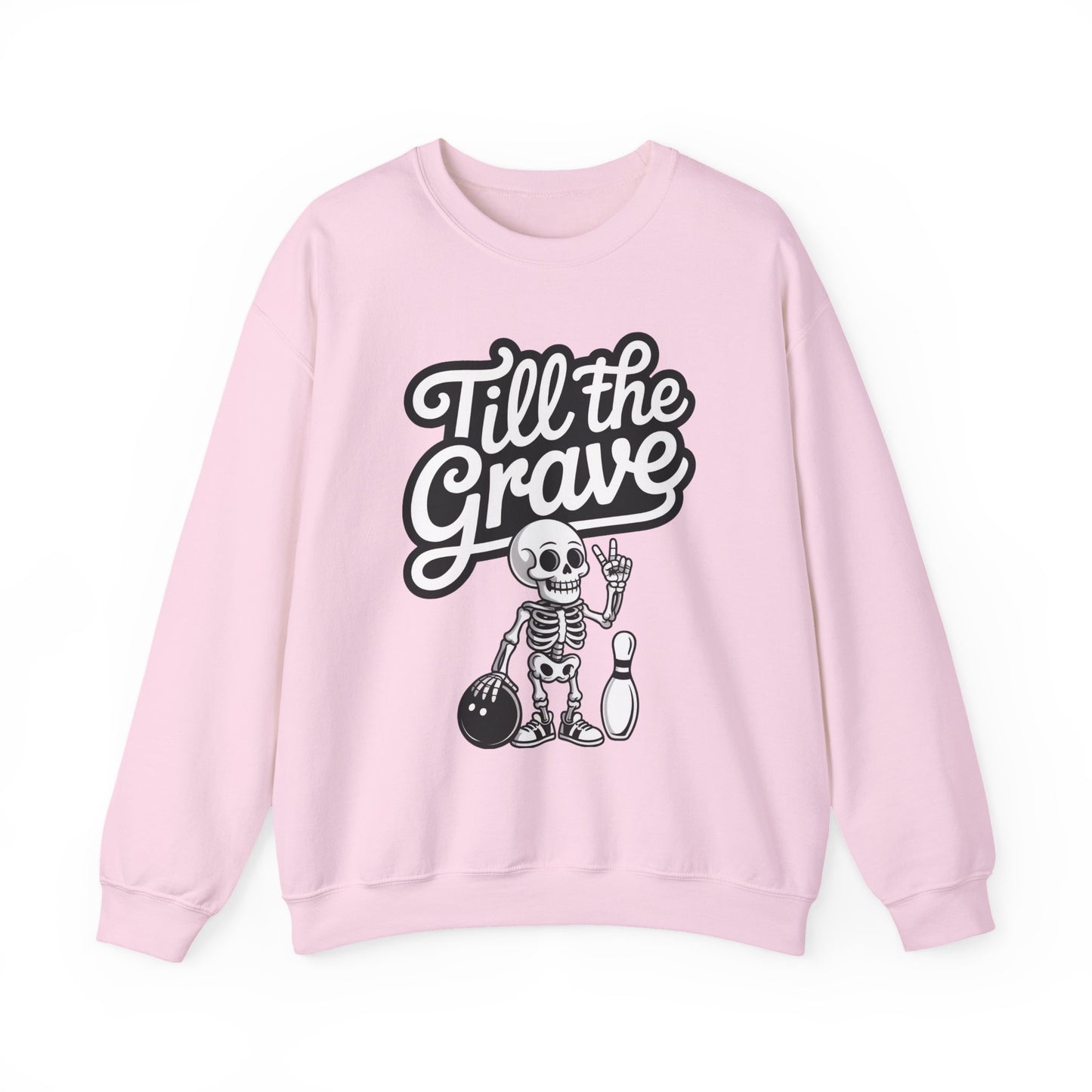 Funny Skeleton Bowling Sweatshirt, Womens Crewneck, Halloween Gift, Casual Wear, Till the Grave Sweatshirt, Bowling Lover Apparel