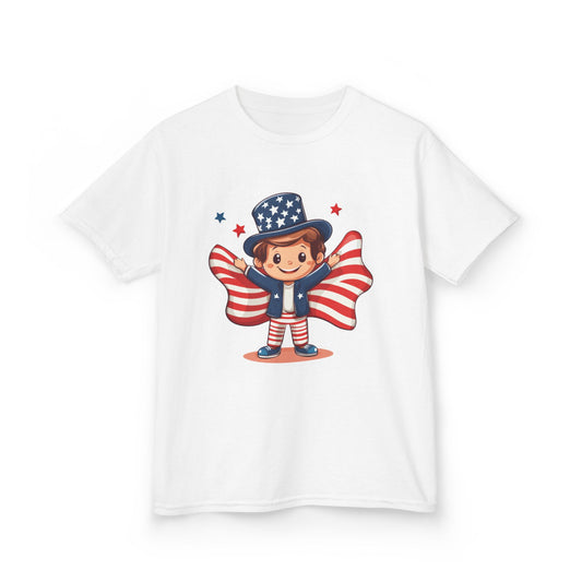 4th of July Kids T-Shirt,Kids Unisex Patriotic Tee, American Flag Outfit for Boys and Girls, Independence Day Shirt, Cute American Shirt