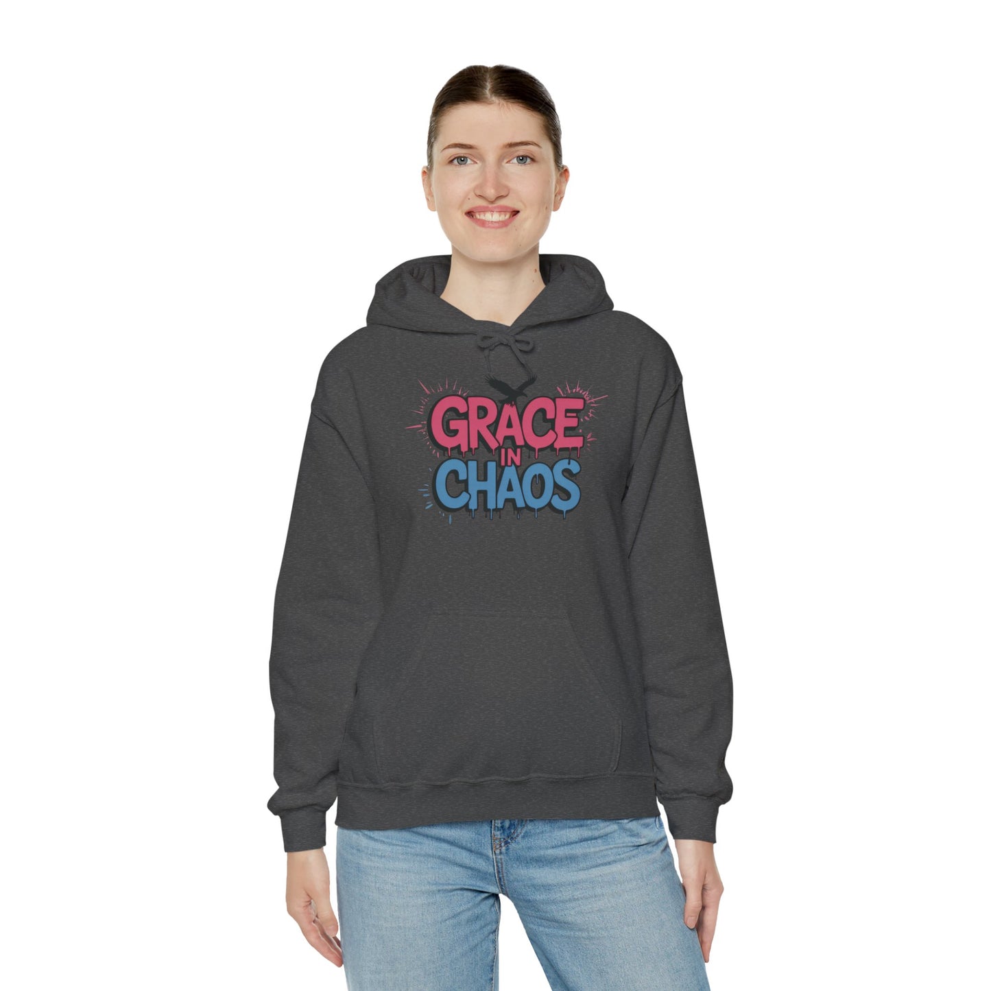 Women's Hoodie Grace in Chaos, Graffiti Dripping Street Art Urban Hoodie, Bold Graphic Pullover
