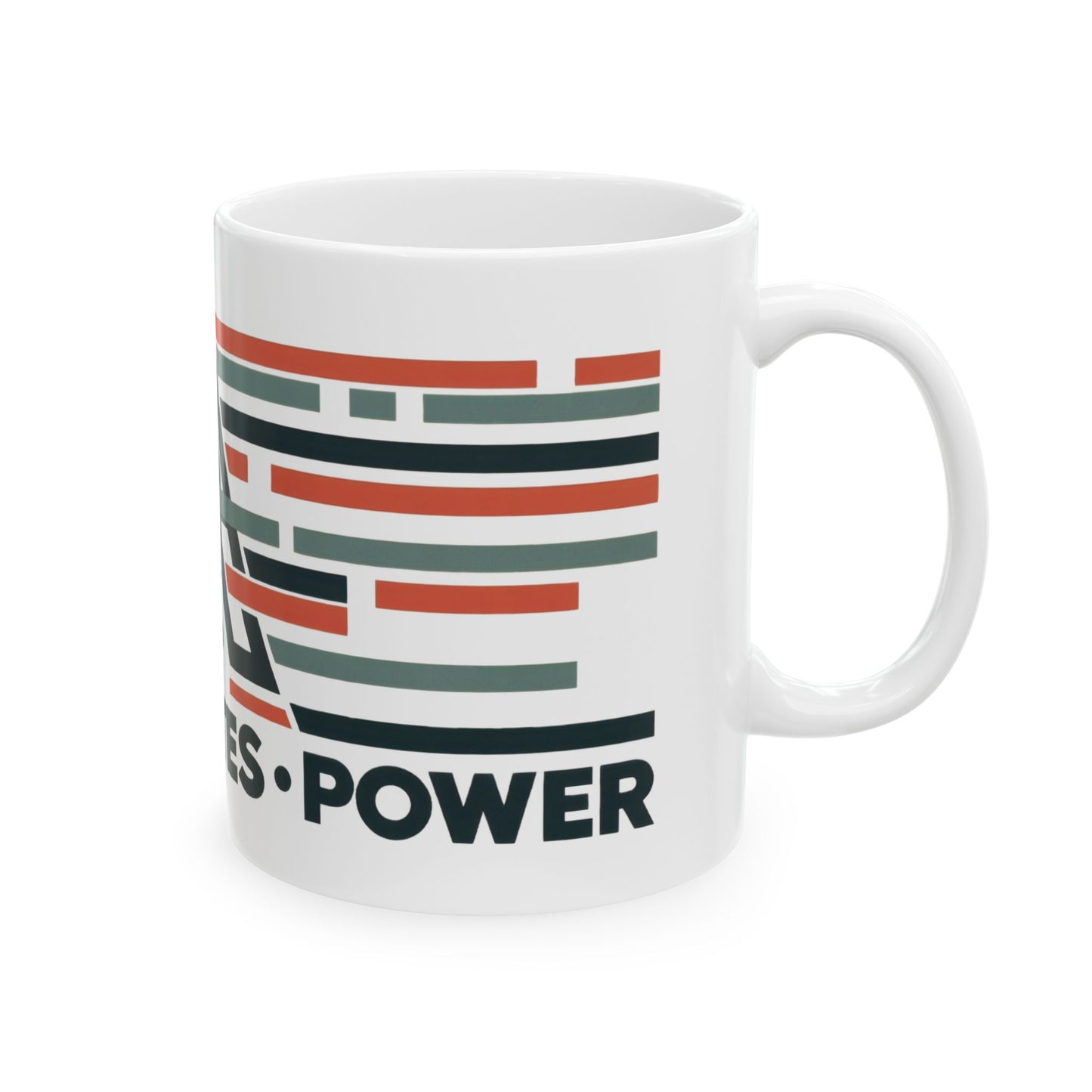 Order Creates Power Coffee Mug, Minimal Geometric Triangle Wraparound Cup, Scandinavian Modern Gift for Men, Ceramic Mug, (11oz, 15oz)