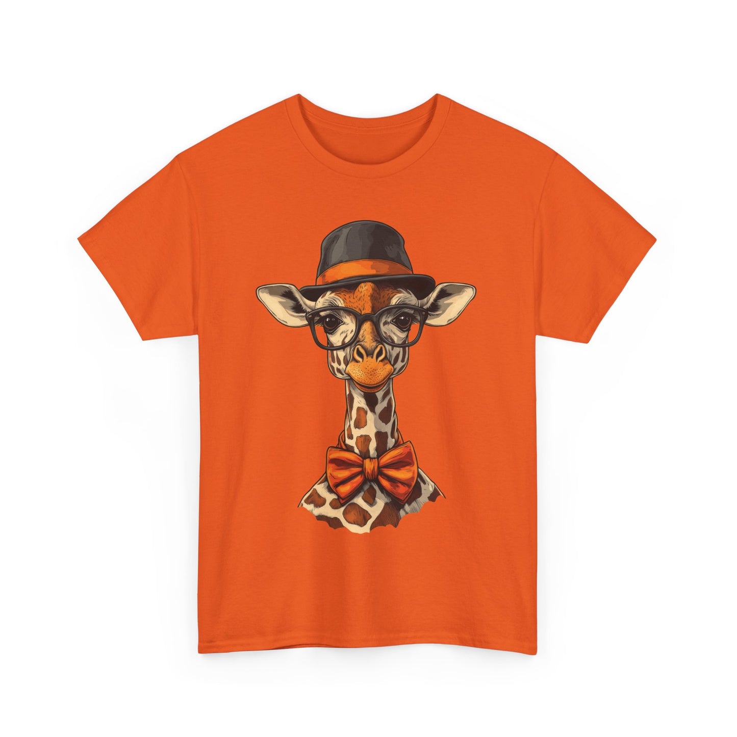 Hipster Giraffe T-Shirt with Hat and Glasses, Whimsical Giraffe Tee, Fun Gift, Cute Graphic Shirt, Unisex Heavy Cotton Tee