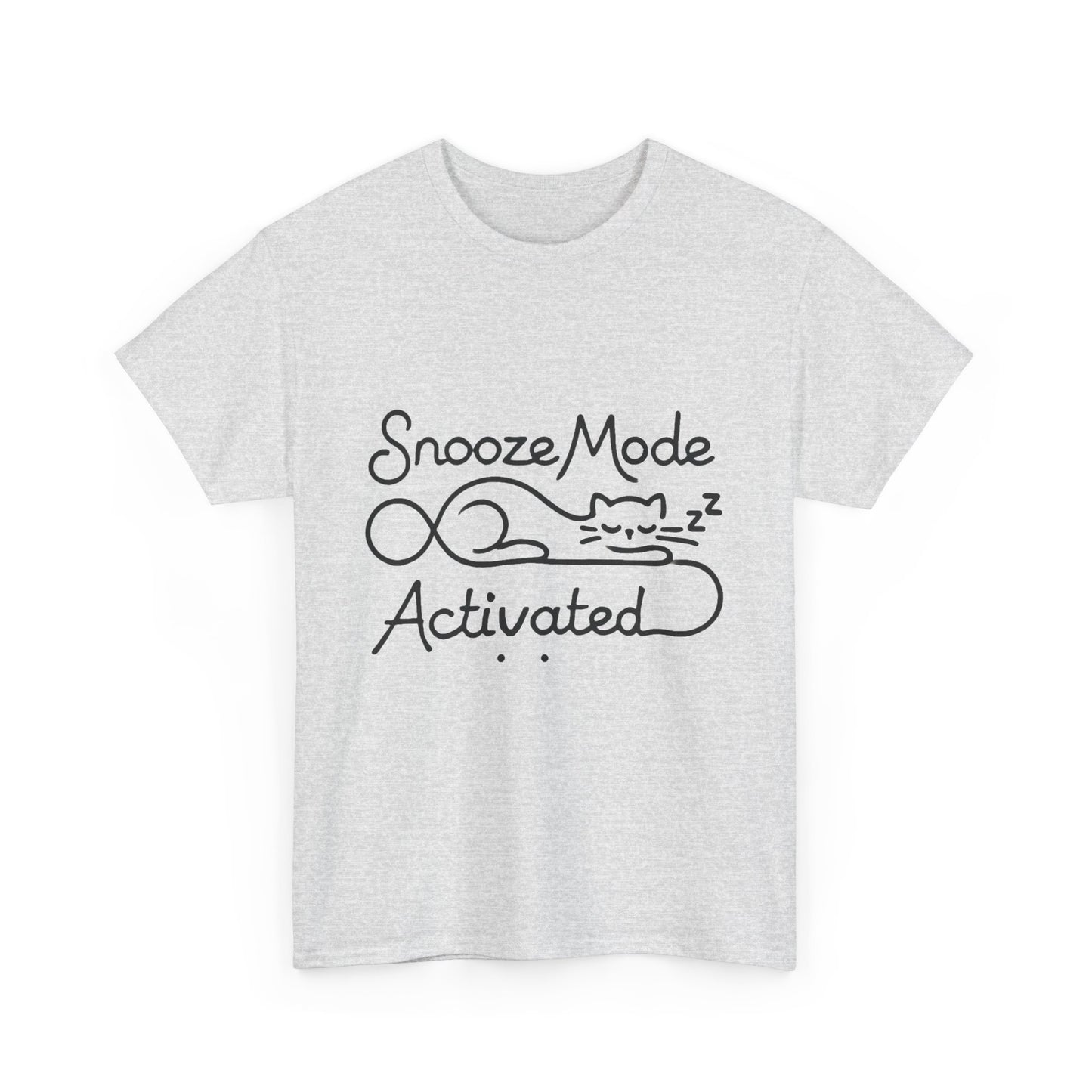 Cotton T-Shirt for Cat Lovers, Funny Sleeping Cat Tee, Lazy Mood Graphic, Women's Heavy Cotton T-Shirt Gift for Cat Lovers