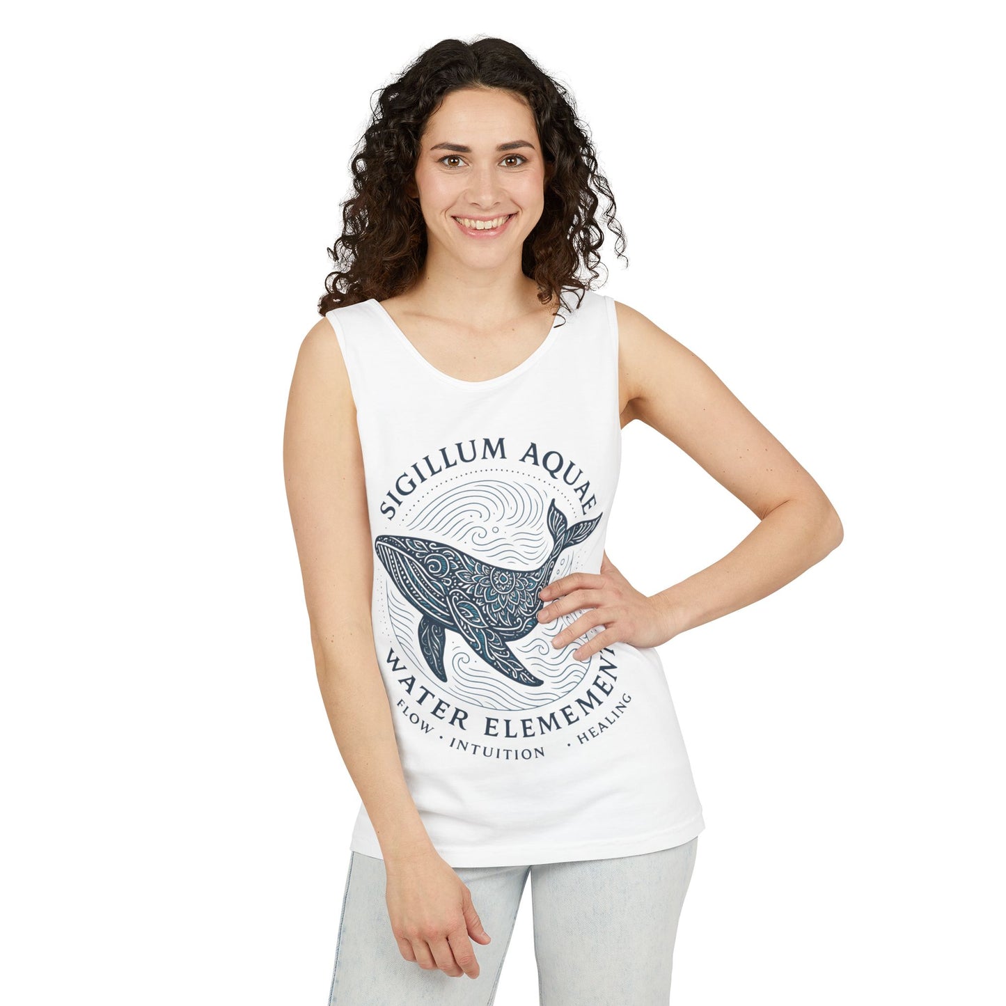 Water Element Whale Tank Top, Sigillum Aquae Symbol, Spiritual Ocean Totem Tee, Nature Energy Tee, Beachwear, Mindfulness Fashion