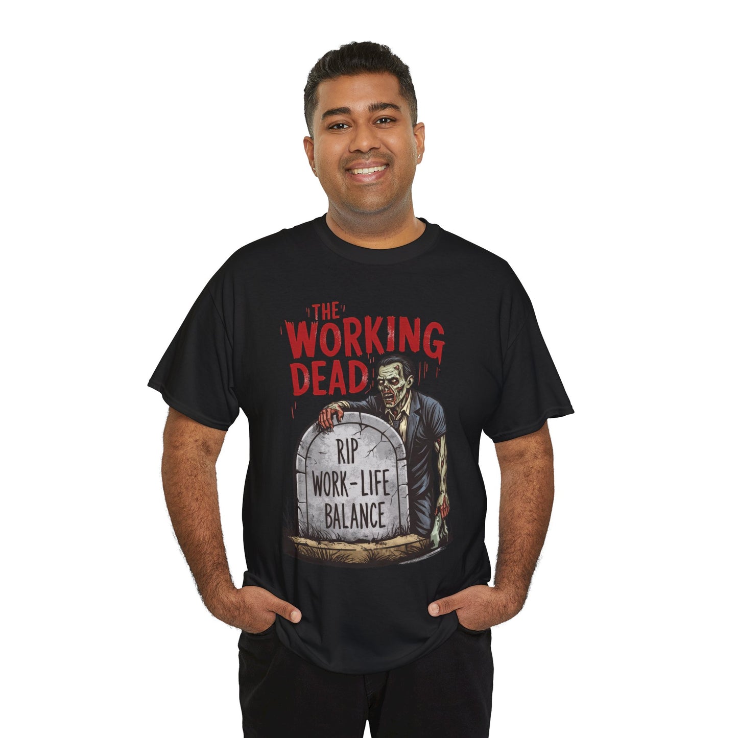 The Working Dead Shirt Men, Funny Work Life Balance Zombie Tee, RIP Work Shirt, Halloween Tee