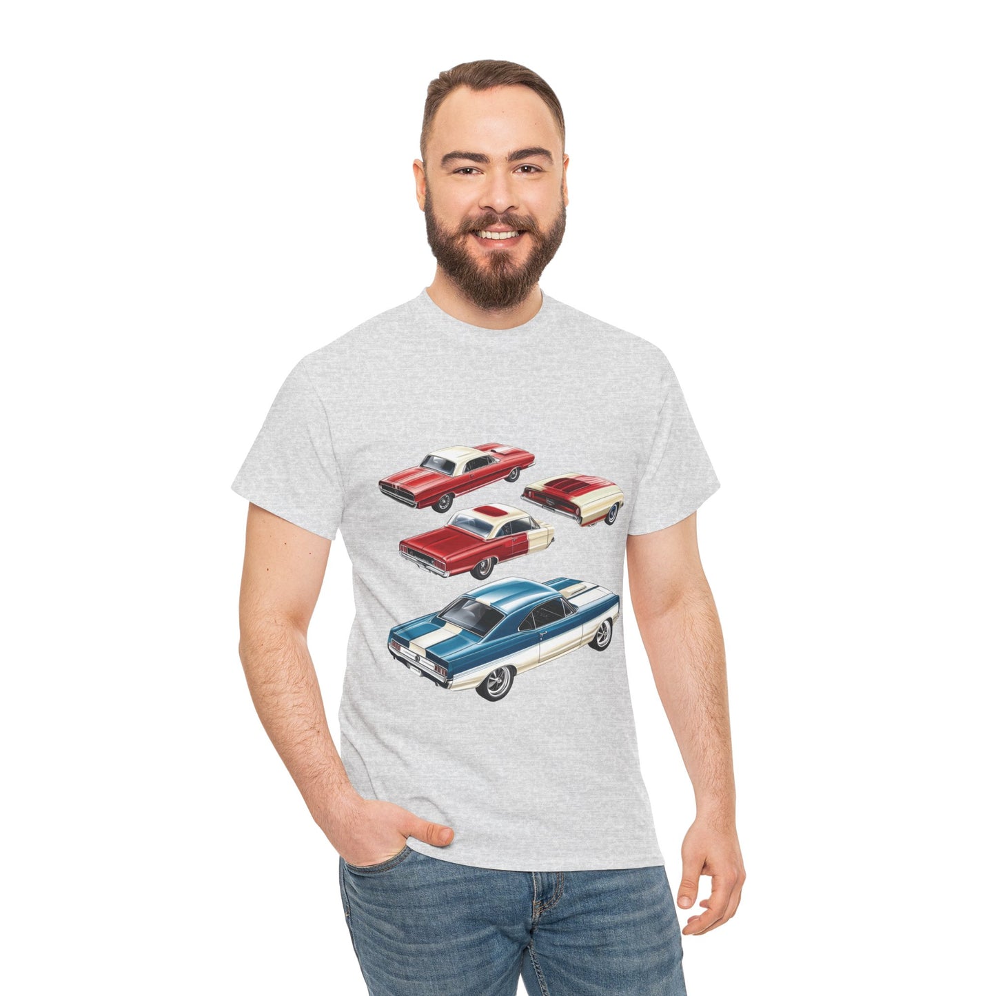 Vintage Muscle Car T-Shirt, Mens Cotton Tee with Retro American Classic Car Illustration, Gift for Car Lovers, Classic Car Graphic Tee