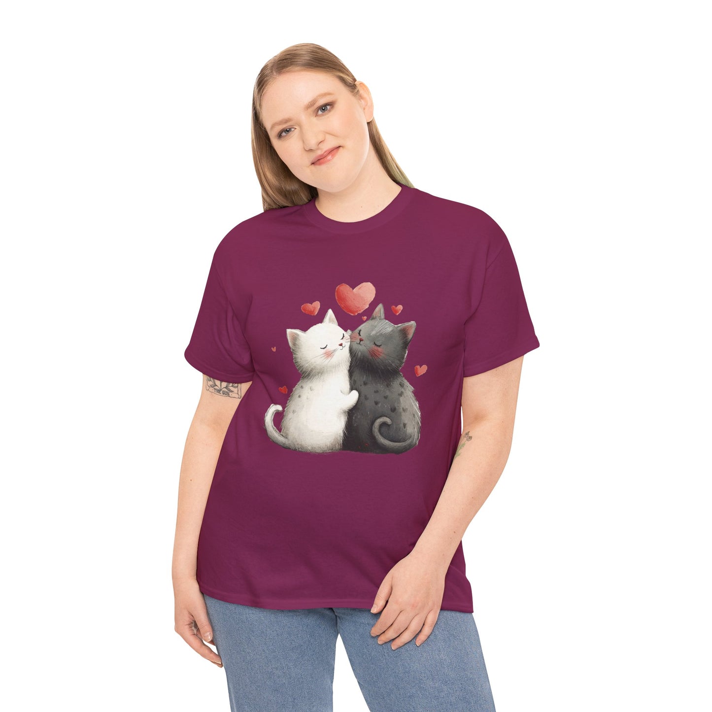 Cute Cat Love T-Shirt, Adorable Feline Couple Tee, Gift for Cat Lovers, Valentine's Day Shirt, Cozy Everyday Wear, Cat Mom T-Shirt
